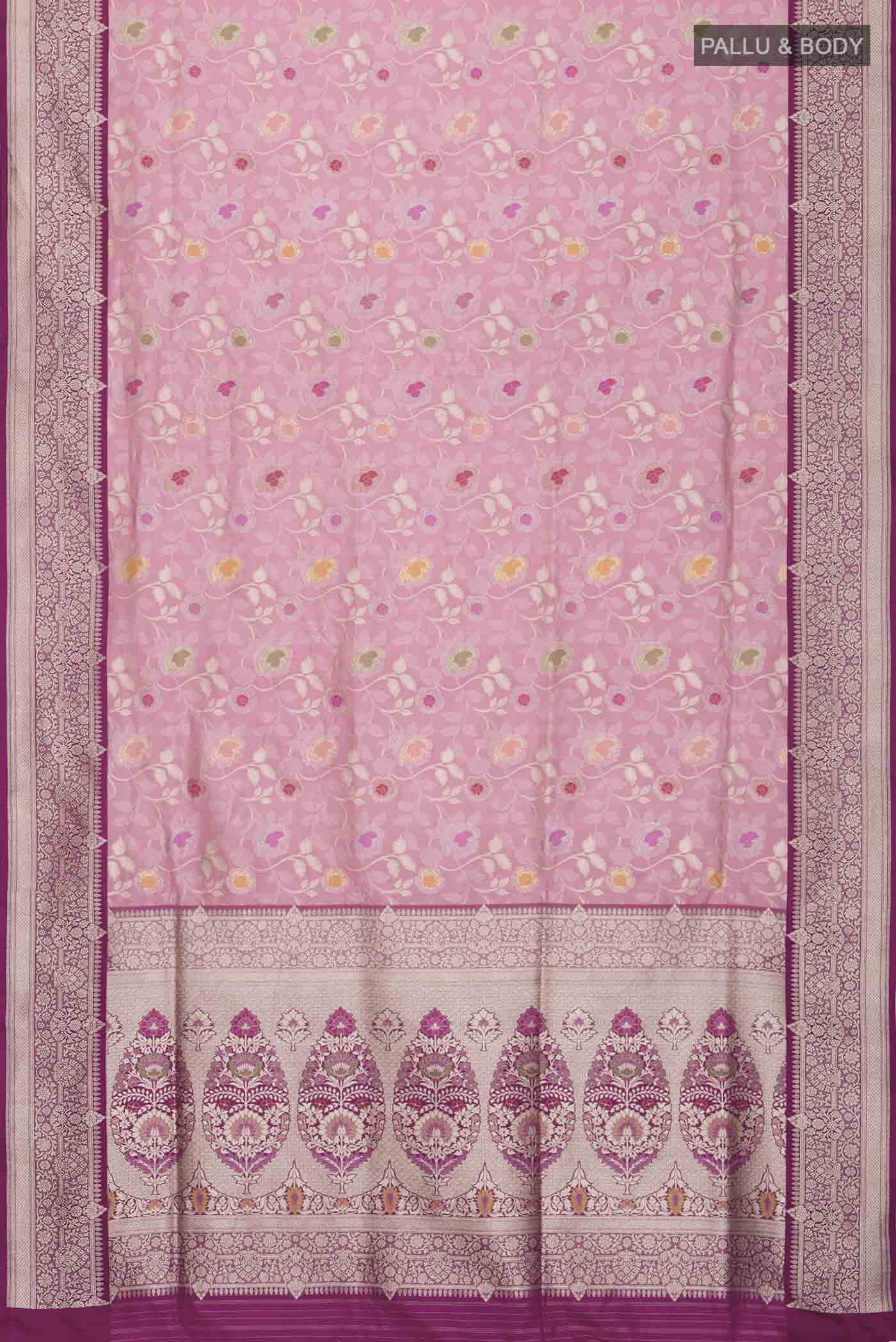Pink Banarasi Silk Saree - Image 6