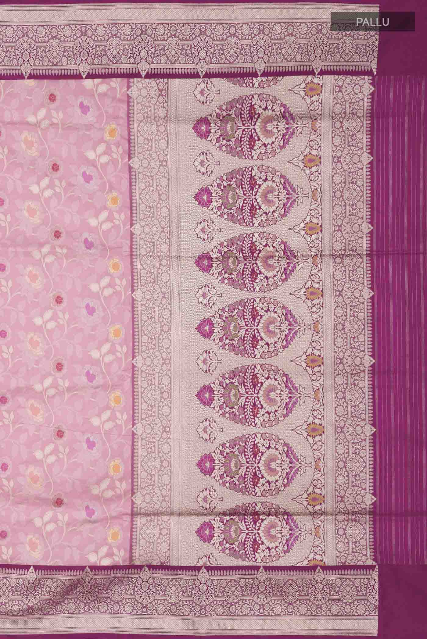 Pink Banarasi Silk Saree - Image 7