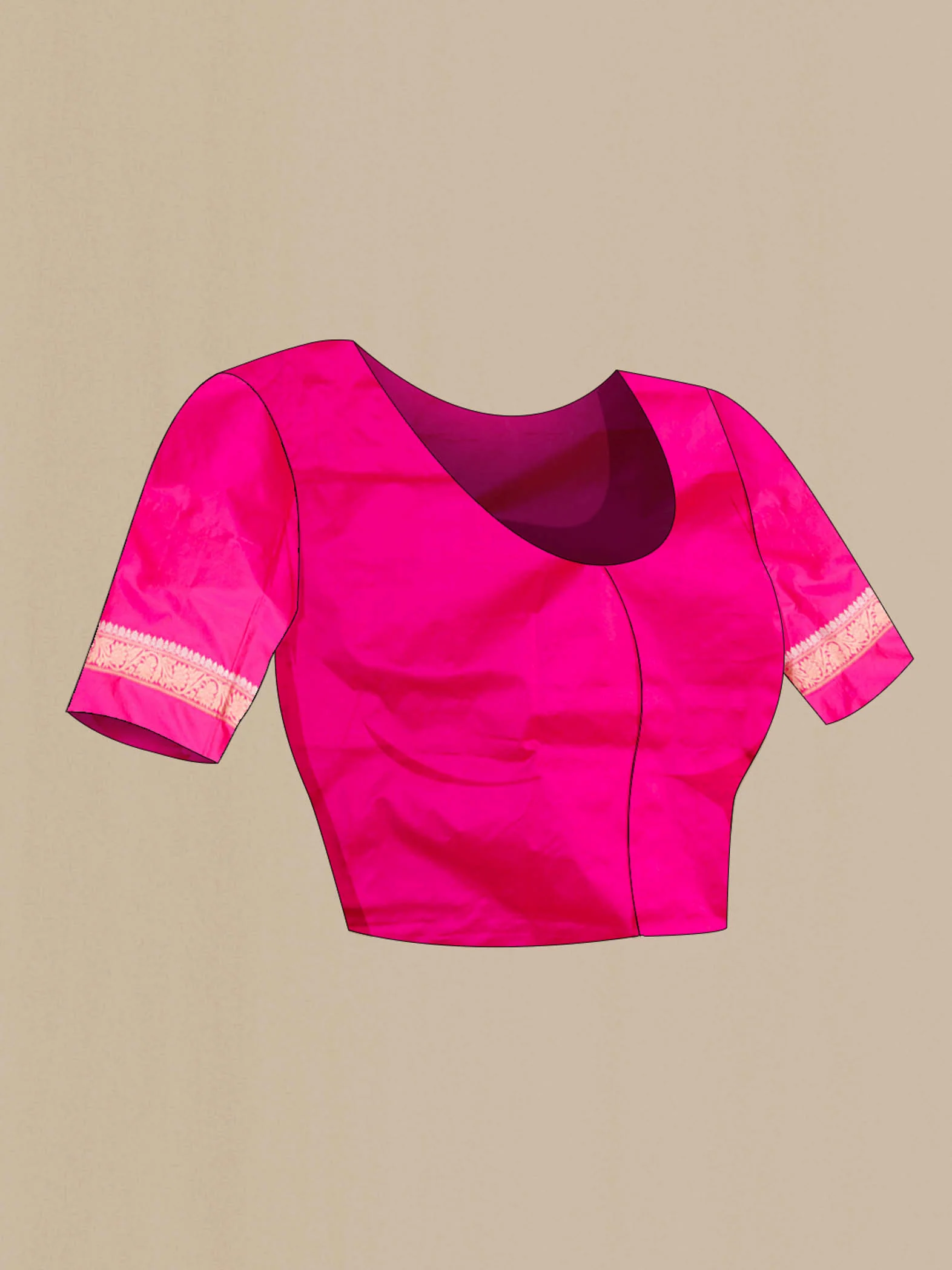 Pink Banarasi Silk Saree - Image 5