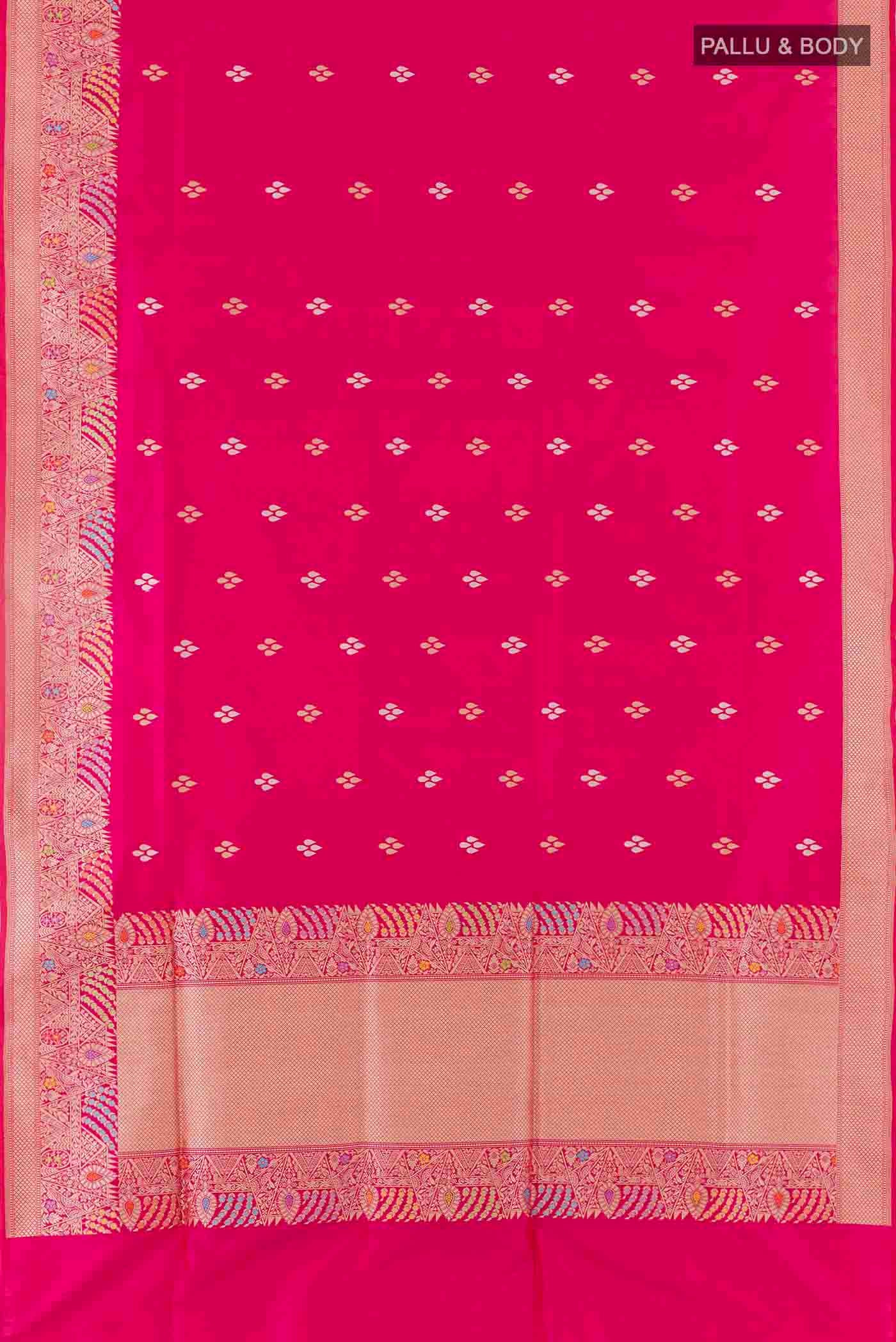Pink Banarasi Silk Saree - Image 6