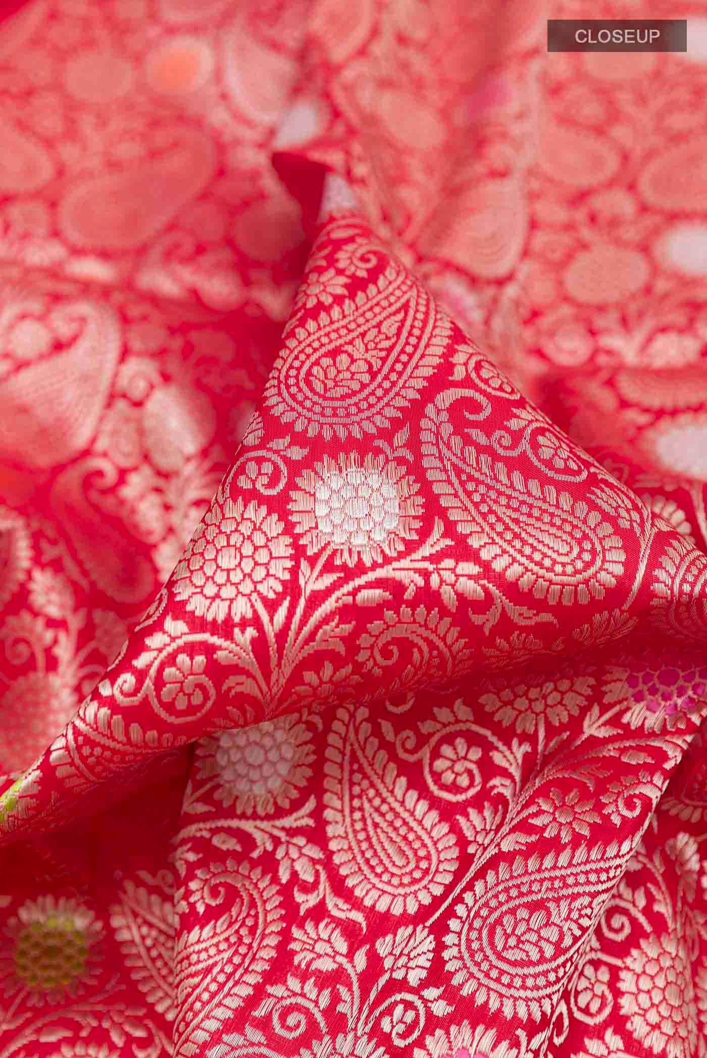 Pink Banarasi Silk Saree - Image 2