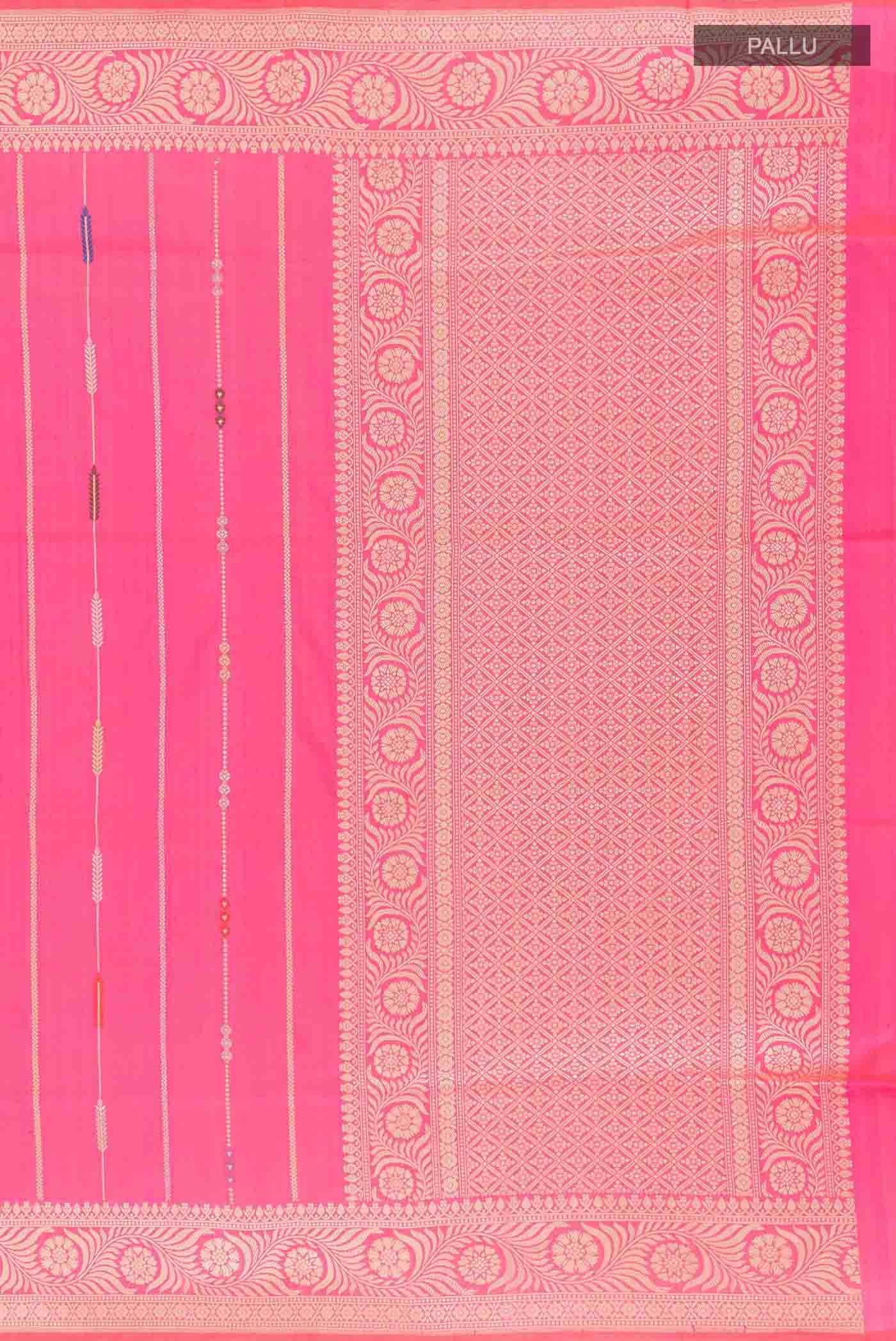 Pink Banarasi Silk Saree - Image 7