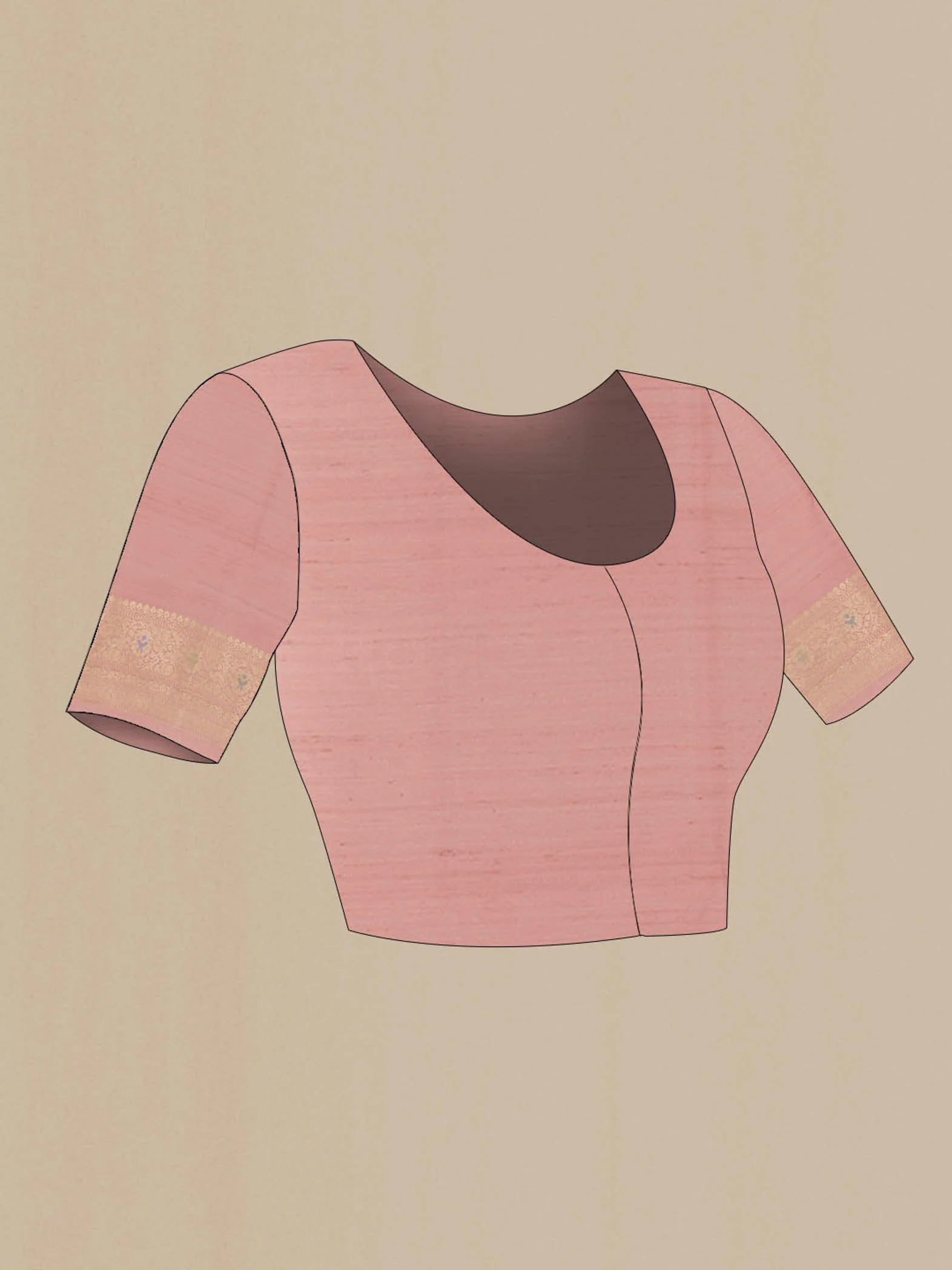 Rose Gold Banarasi Silk Saree - Image 5