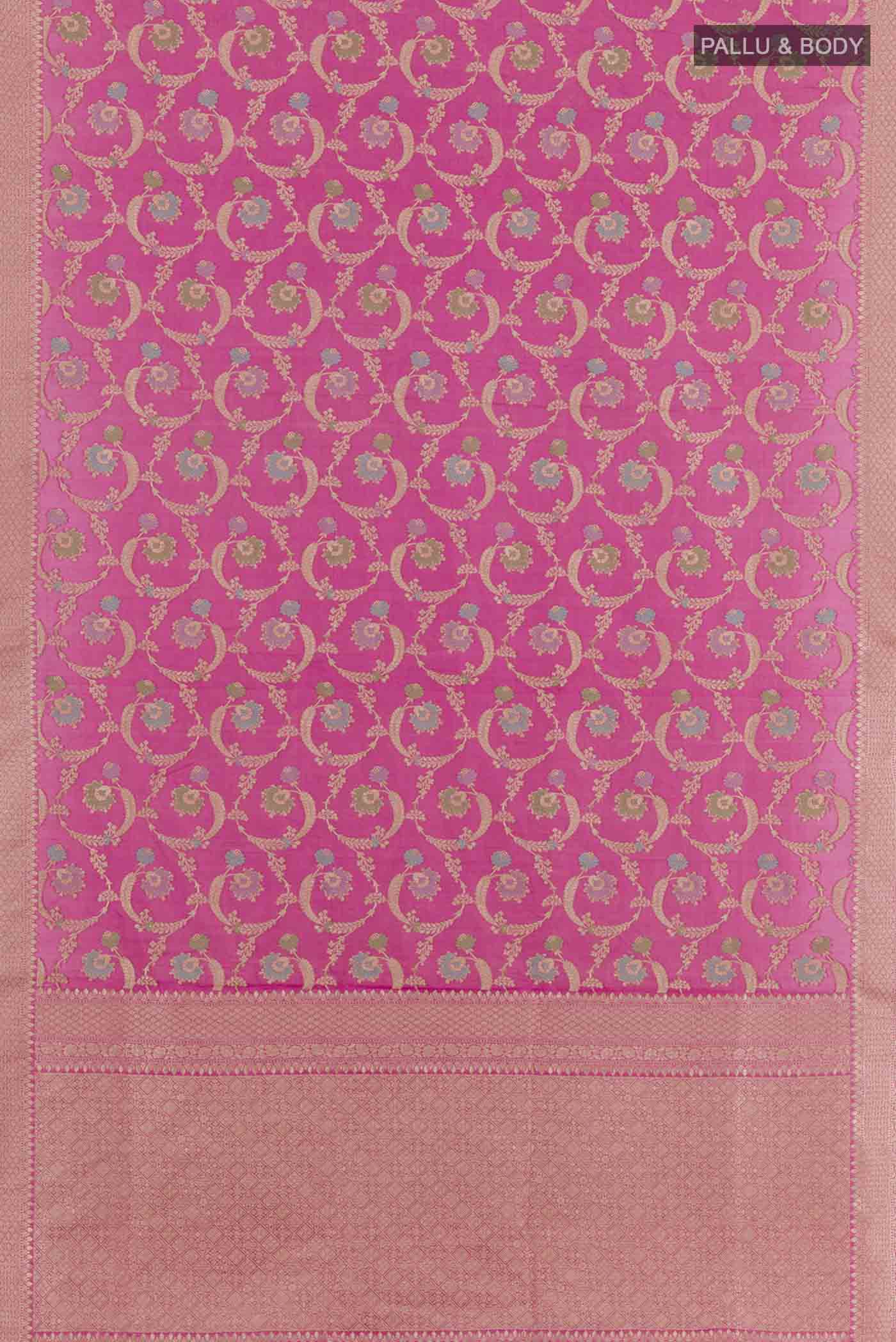 Pink Banarasi Silk Saree - Image 3