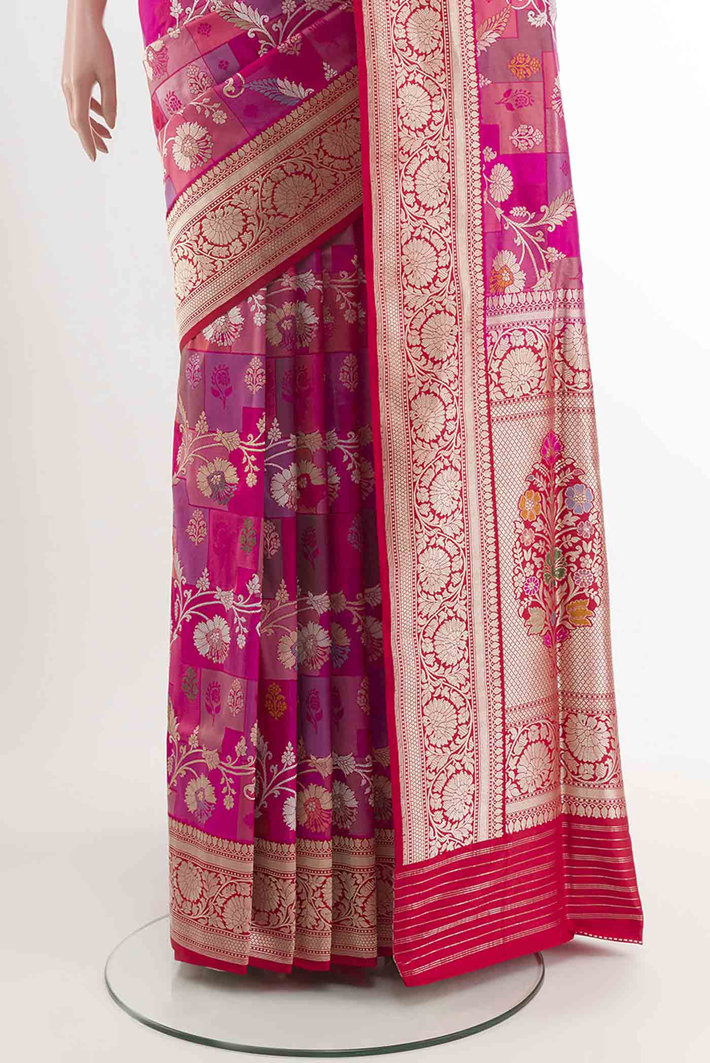 Pink Banarasi Silk Saree - Image 3