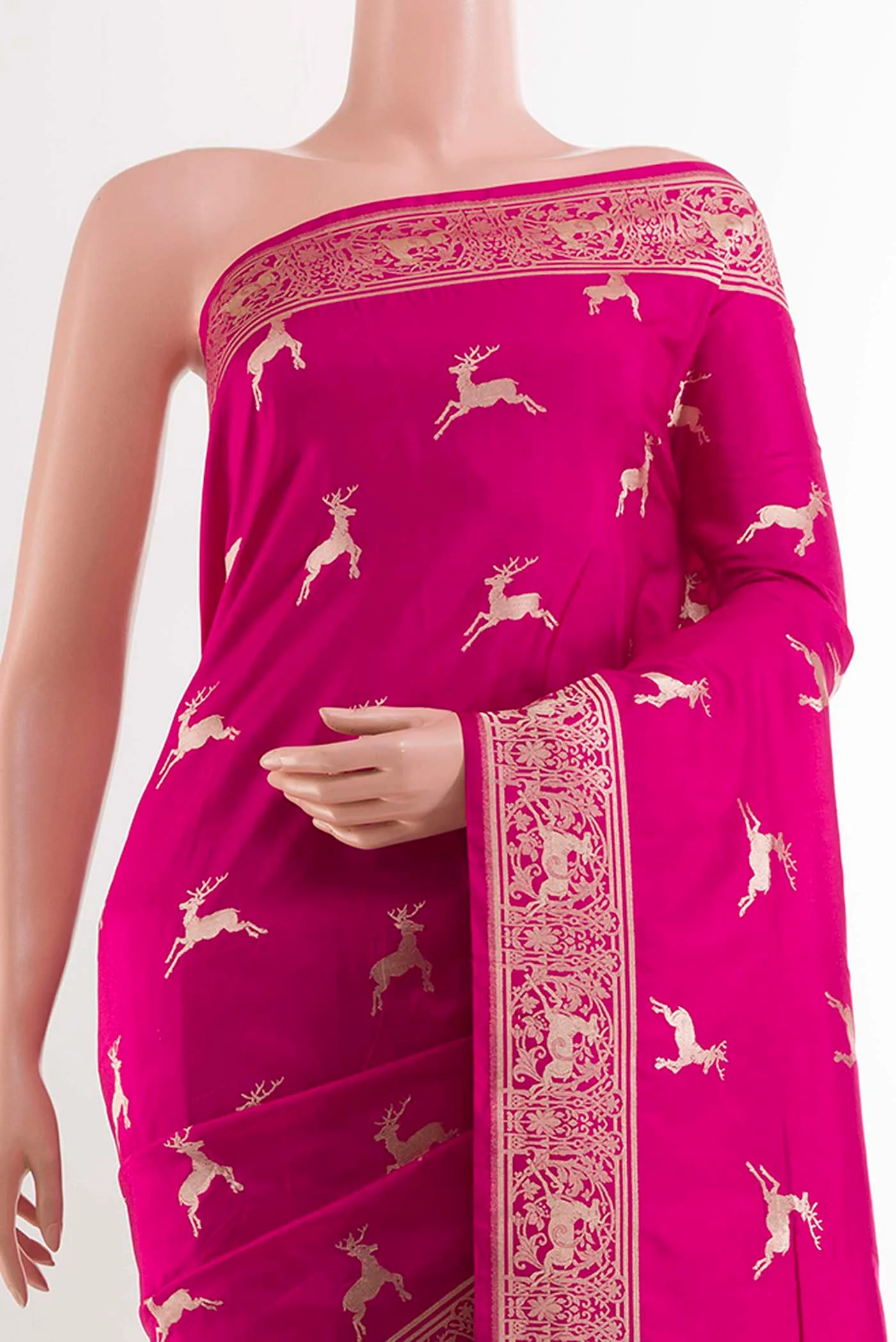 Pink Banarasi Silk Saree - Image 2