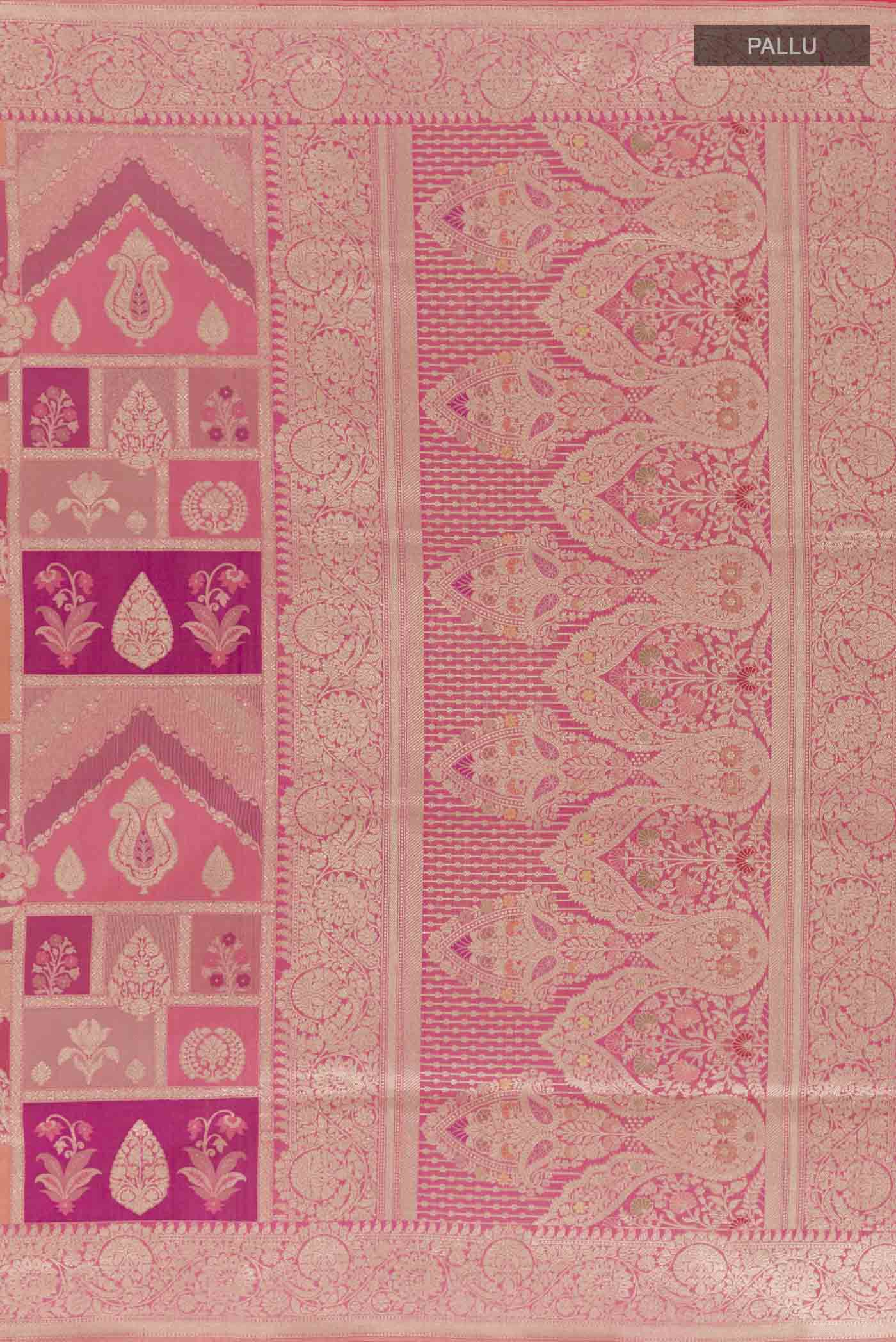 Pink Banarasi Silk Saree - Image 7