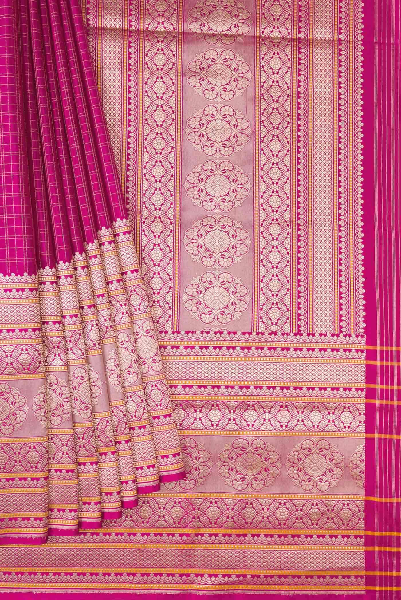 Pure Silk Pure Zari Pink Banarasi Saree - Image 2