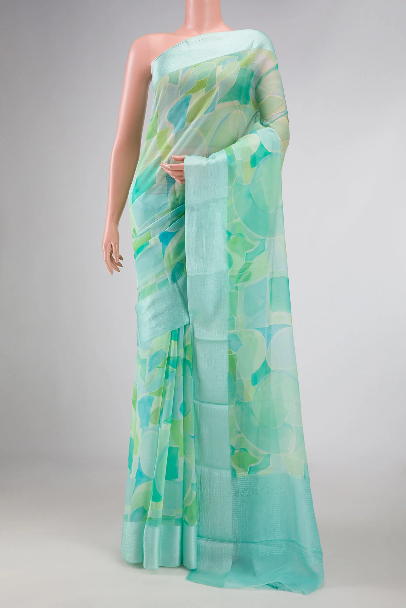 Light Blue Mysore Chiffon Saree