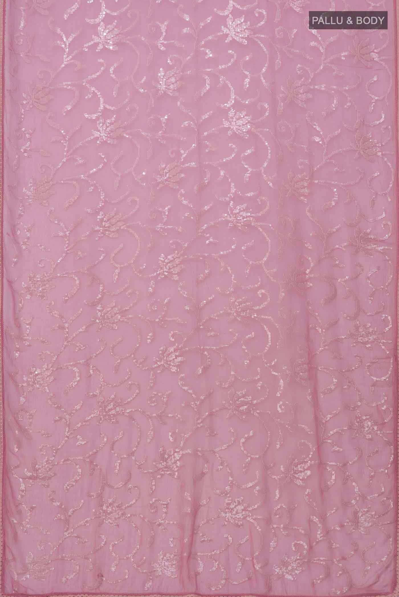 Pink Blended Chiffon Saree - Image 3