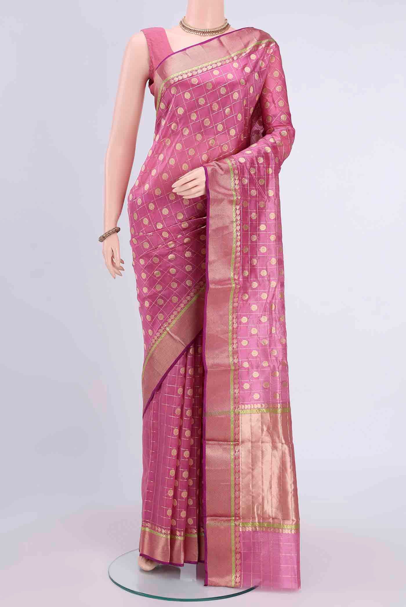 Pink Chanderi Silk Saree