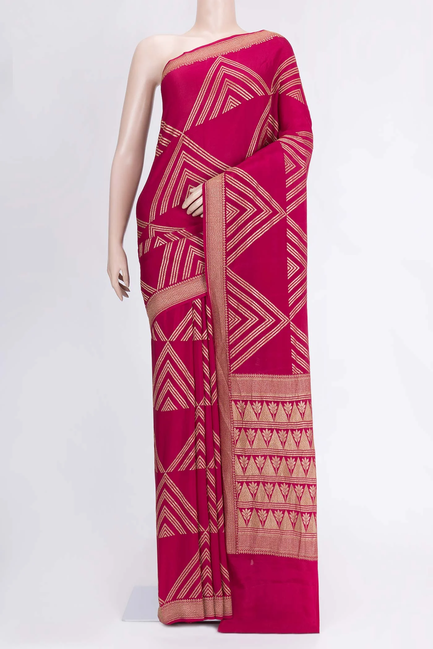Dark Pink Banarasi Georgette Saree