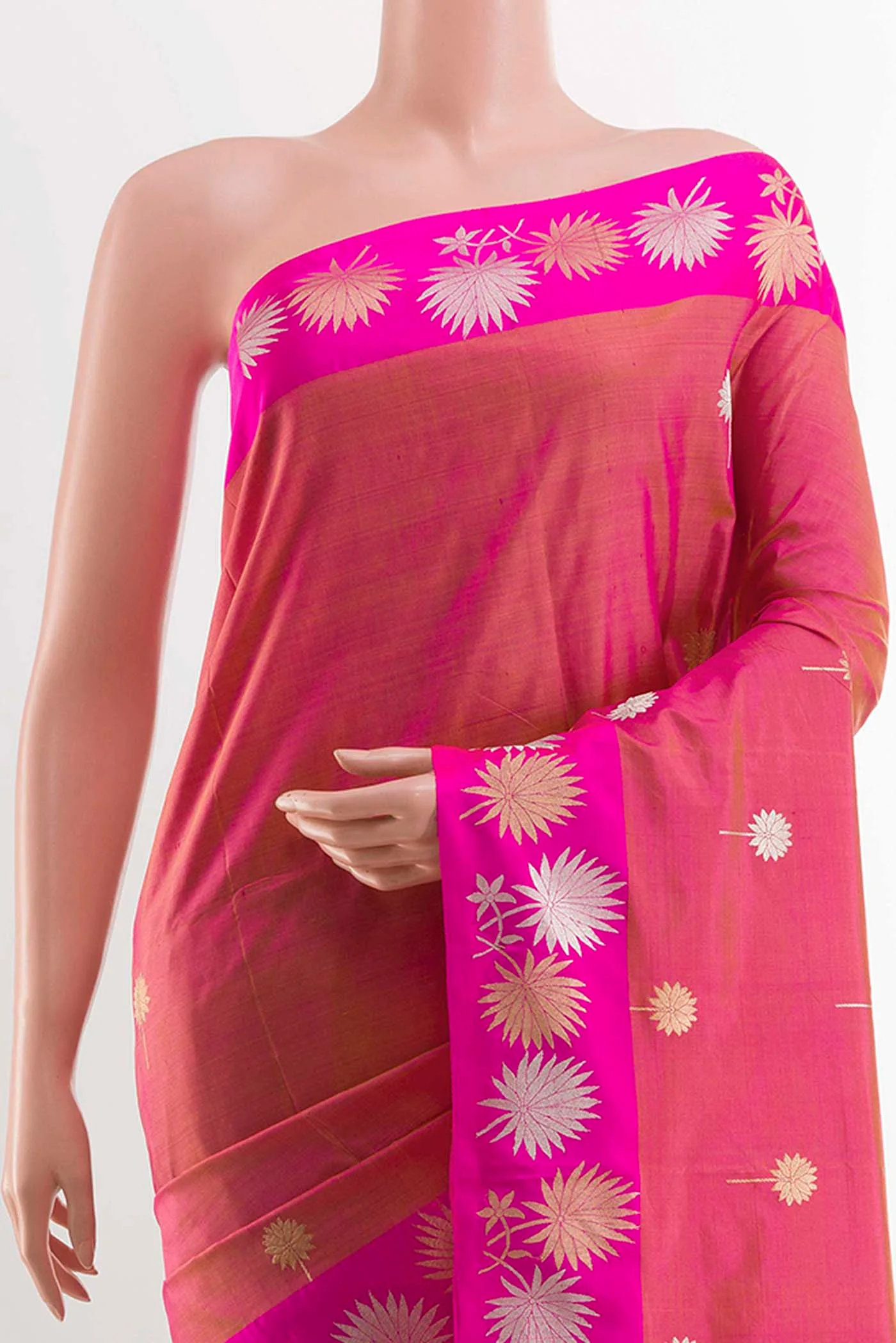 Pink Dual Tone Banarasi Katan Silk Saree - Image 2