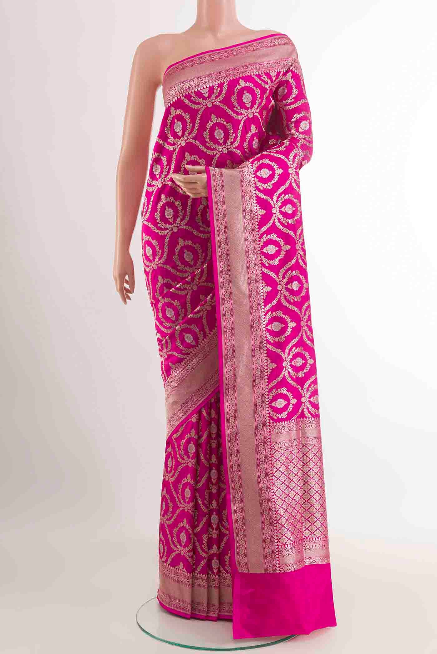 Pink Dual Tone Banarasi Silk Saree - Image 2