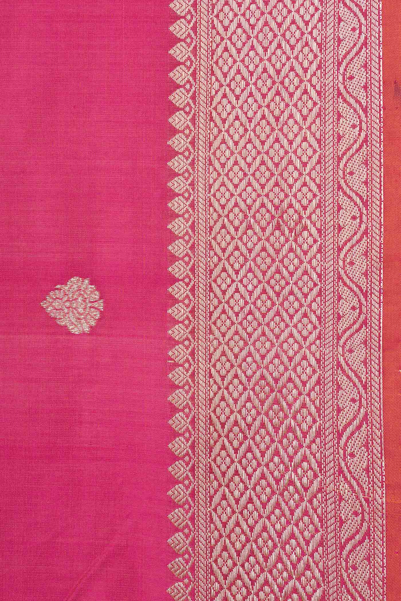 Pink Banarasi Katan Silk Saree - Image 3