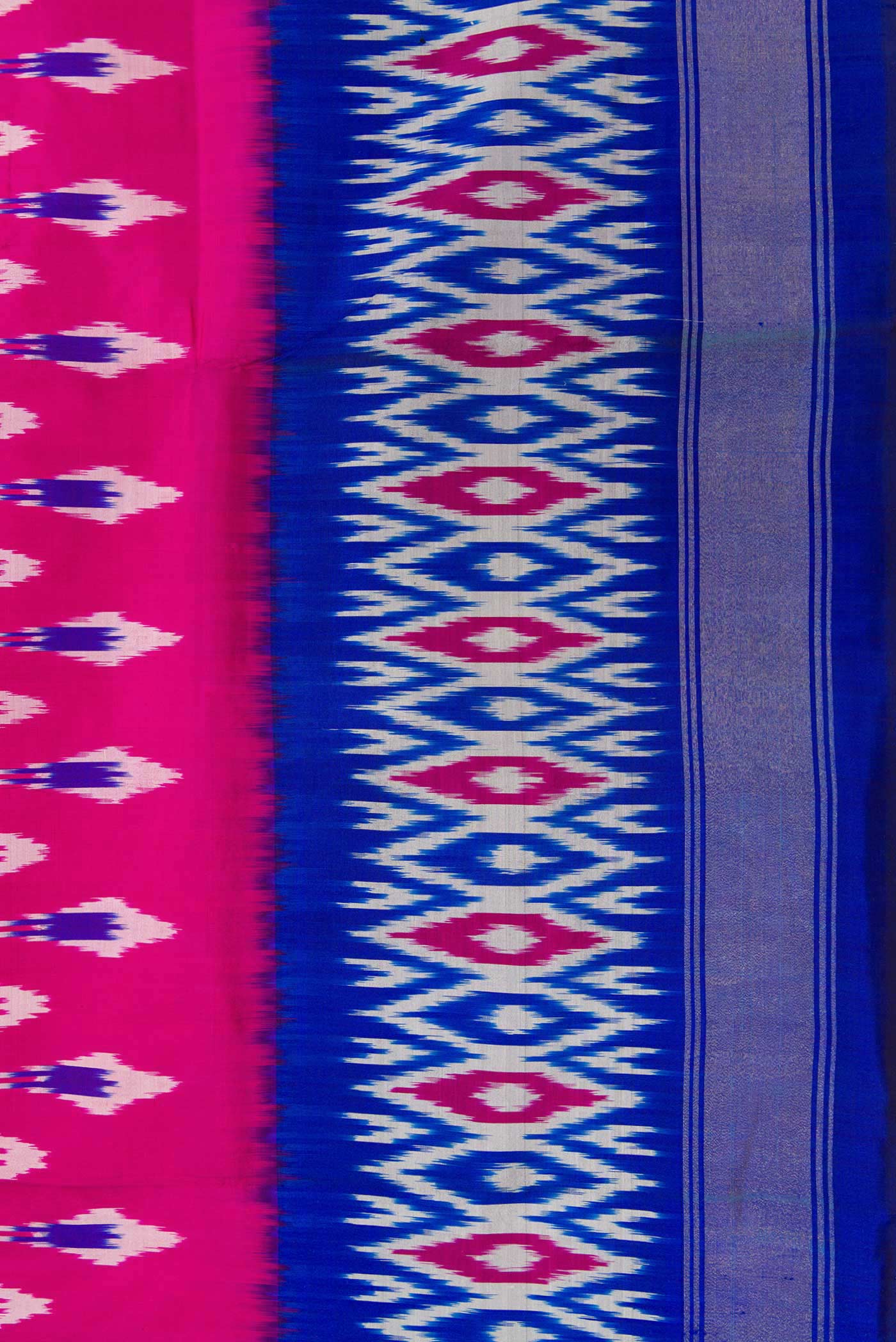 Rani Pink Pochampally Silk Saree - Image 3