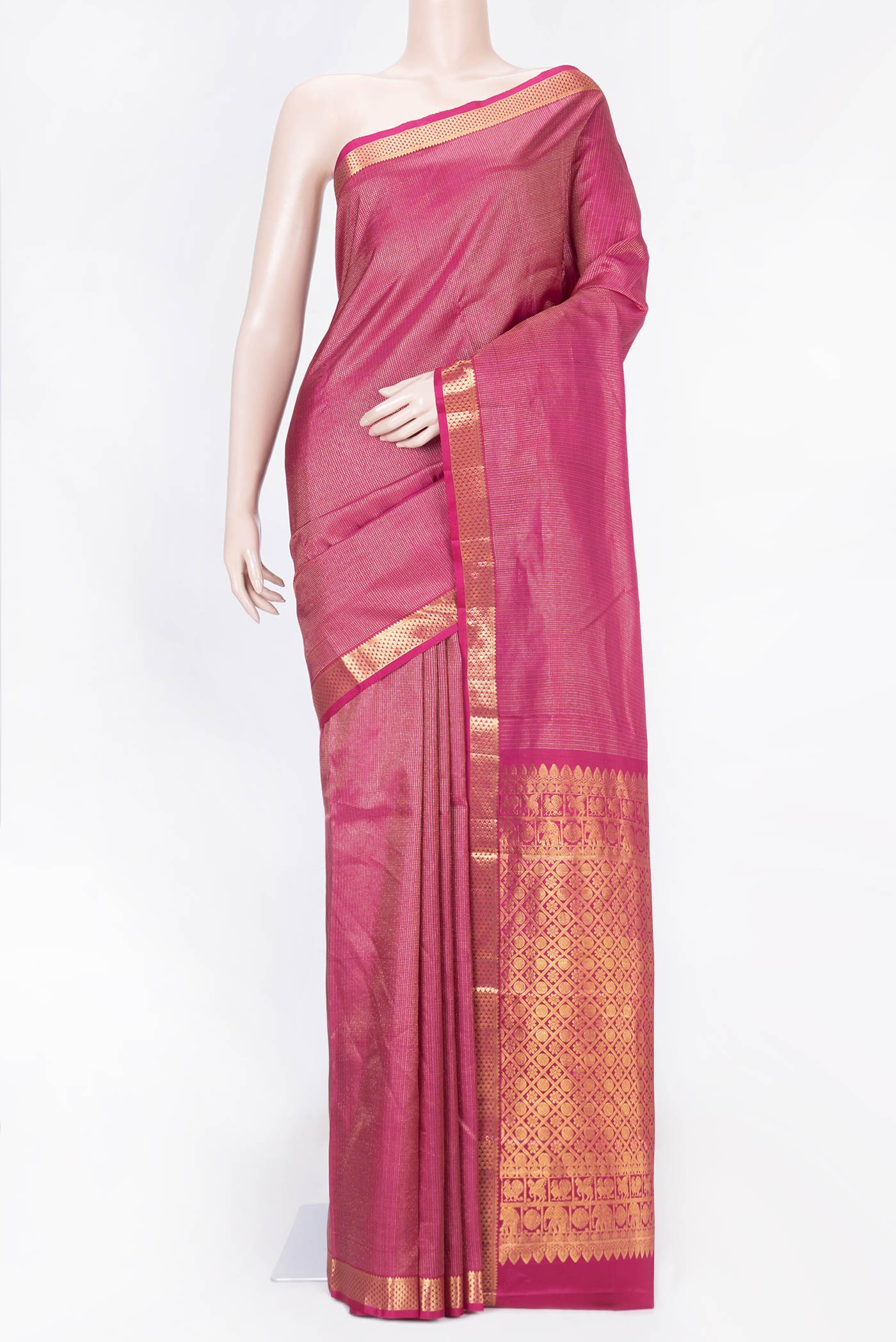 Pink Dual Tone Kanchipuram Silk Saree