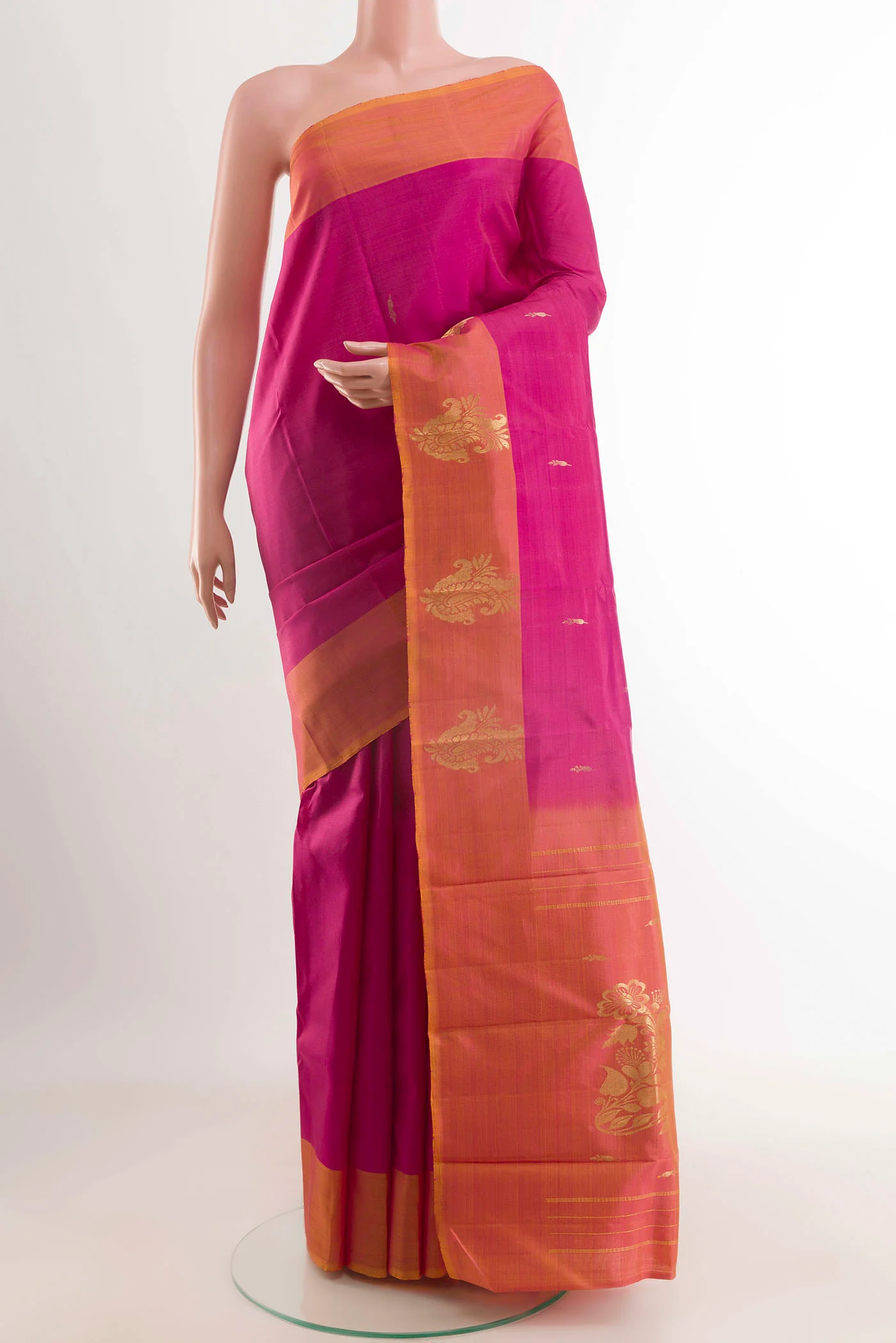 Pink Dual Tone Kanjivaram Silk Saree