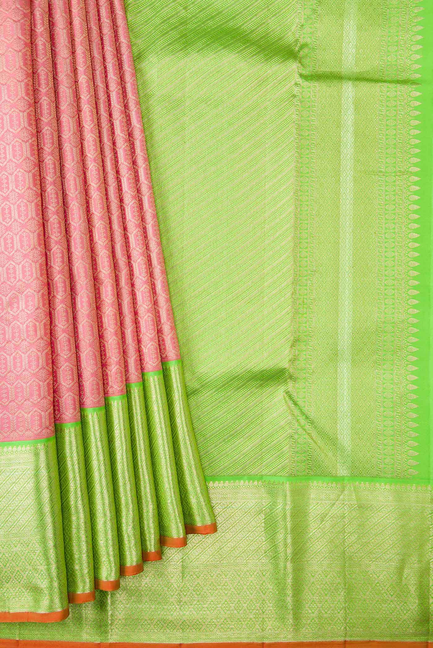 Pink Dual Tone Kanchipuram Silk Saree - Image 4