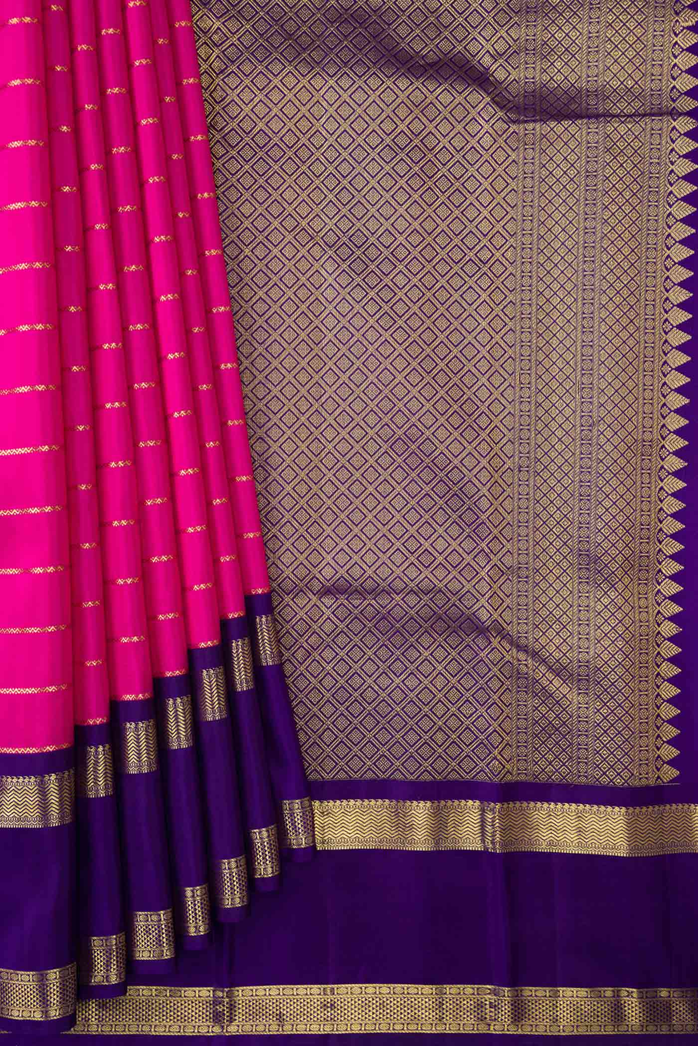 Pink Dual Tone Kanjivaram Silk Saree - Image 4
