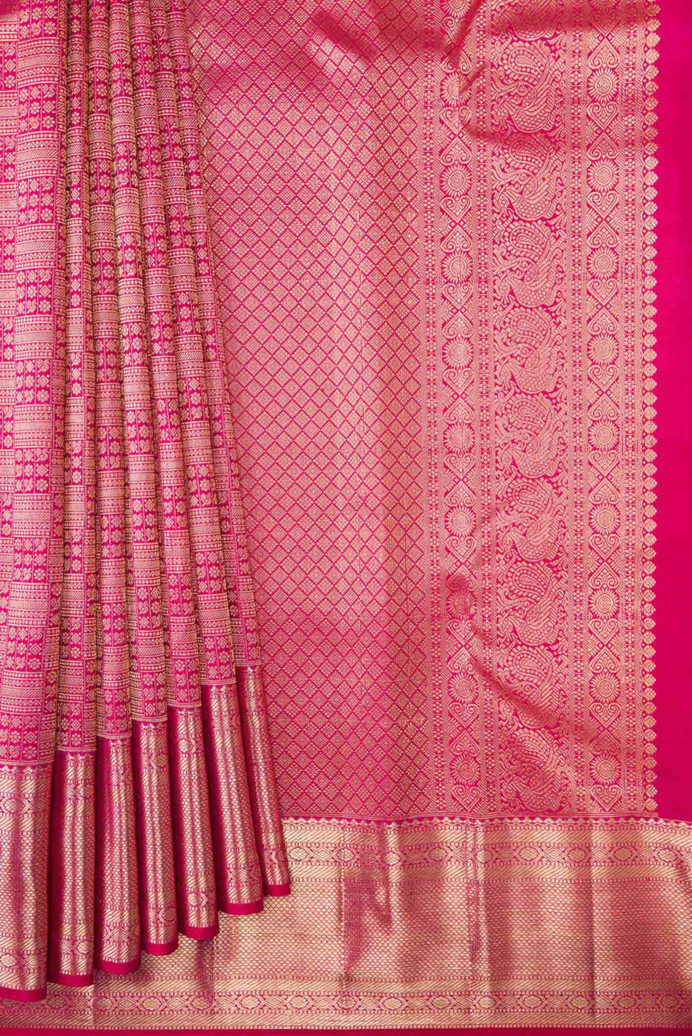 Pink Dual Tone Kanchipuram Silk Saree - Image 4