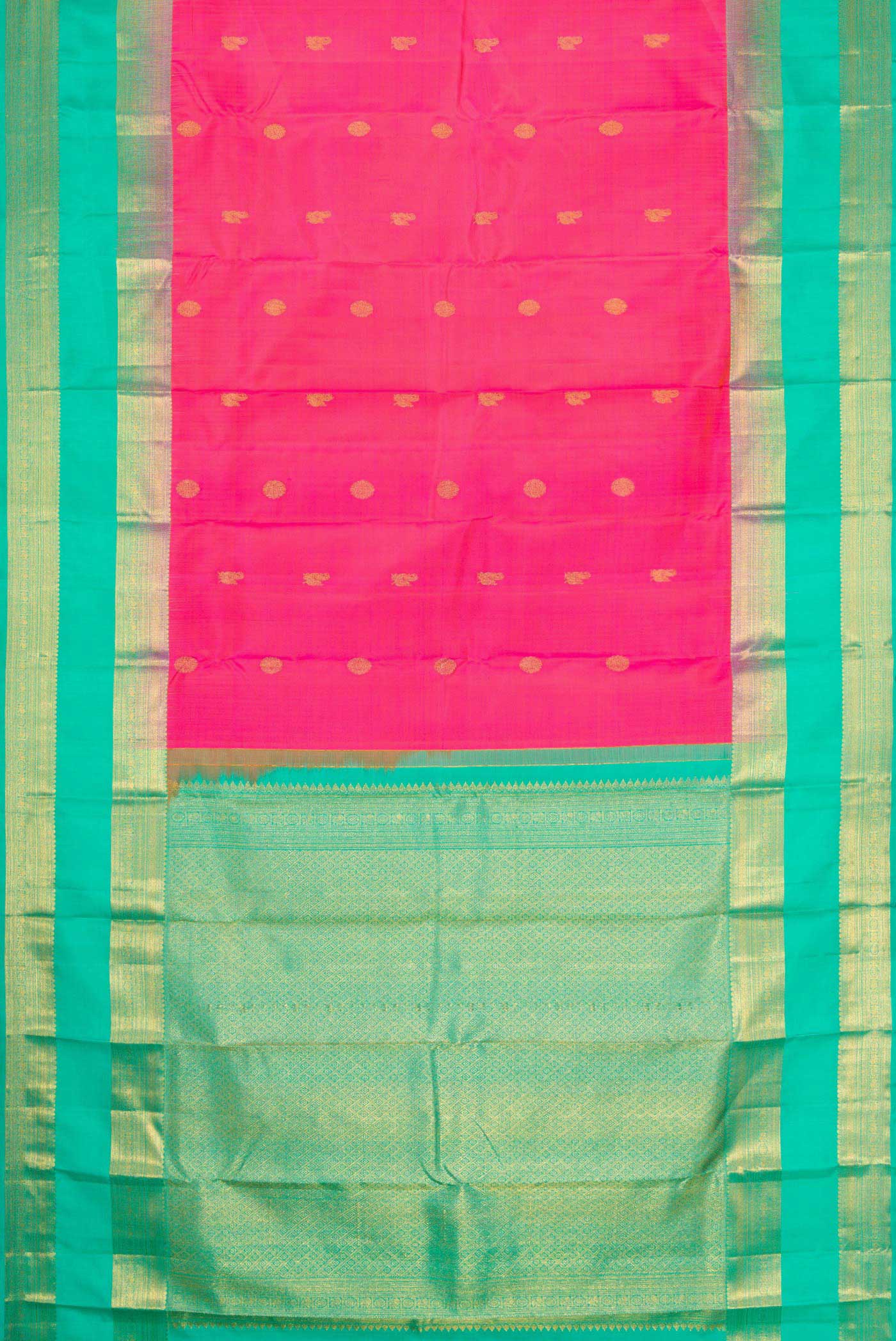 Pink Dual Tone Kanjivaram Silk Saree - Image 6