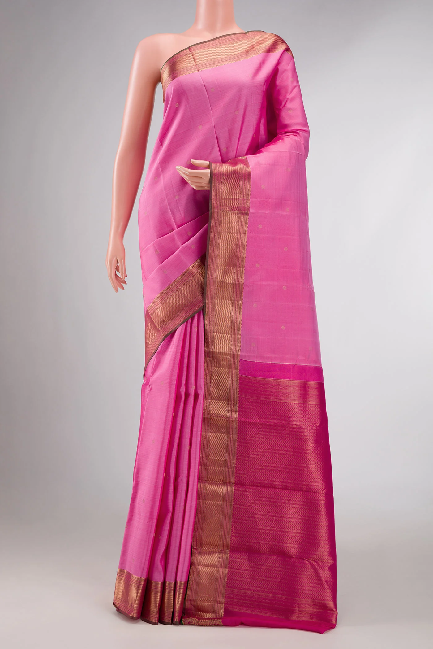 Pink Dual Tone Kanchipuram Silk Saree