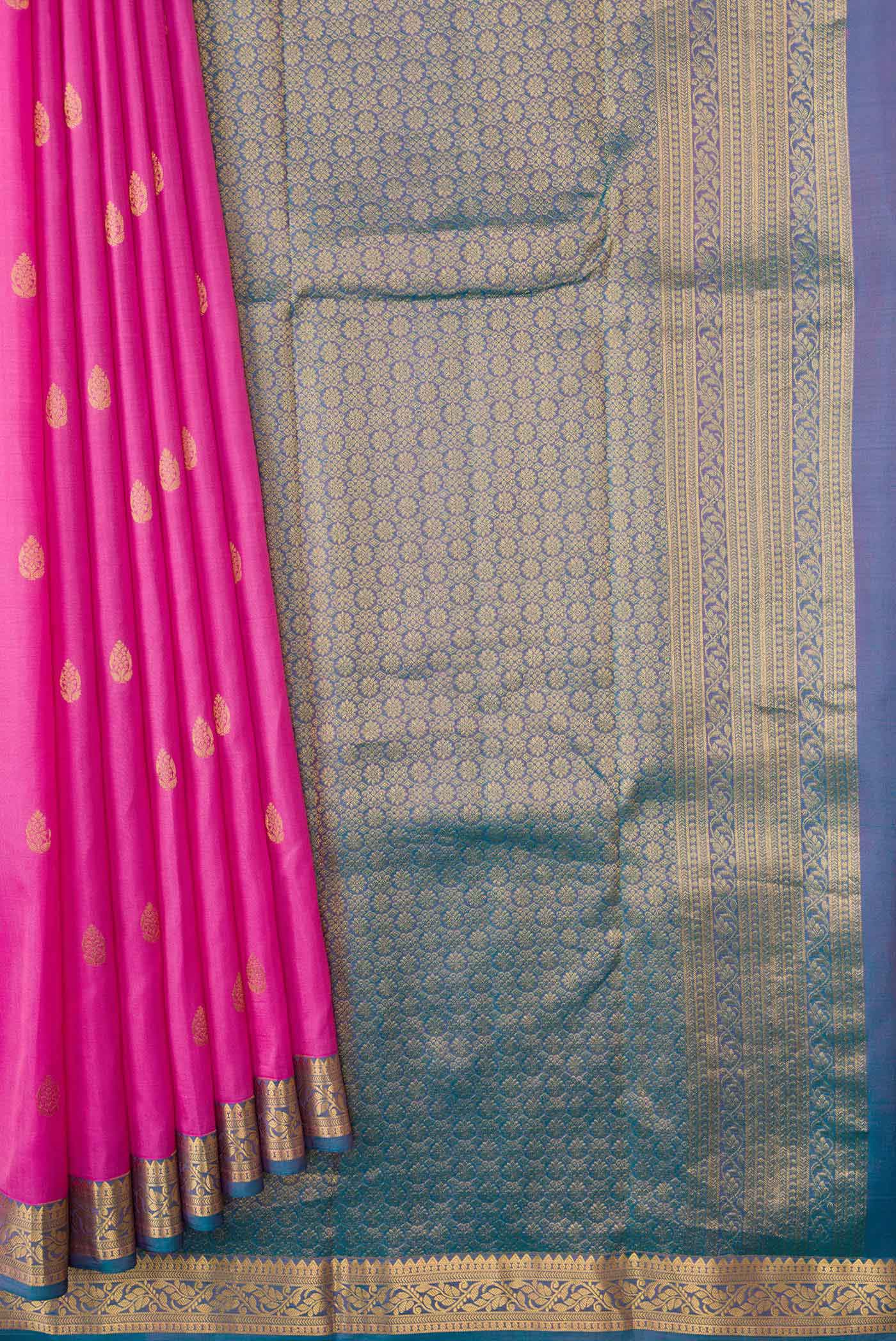 Pink Dual Tone Kanjivaram Silk Saree - Image 4