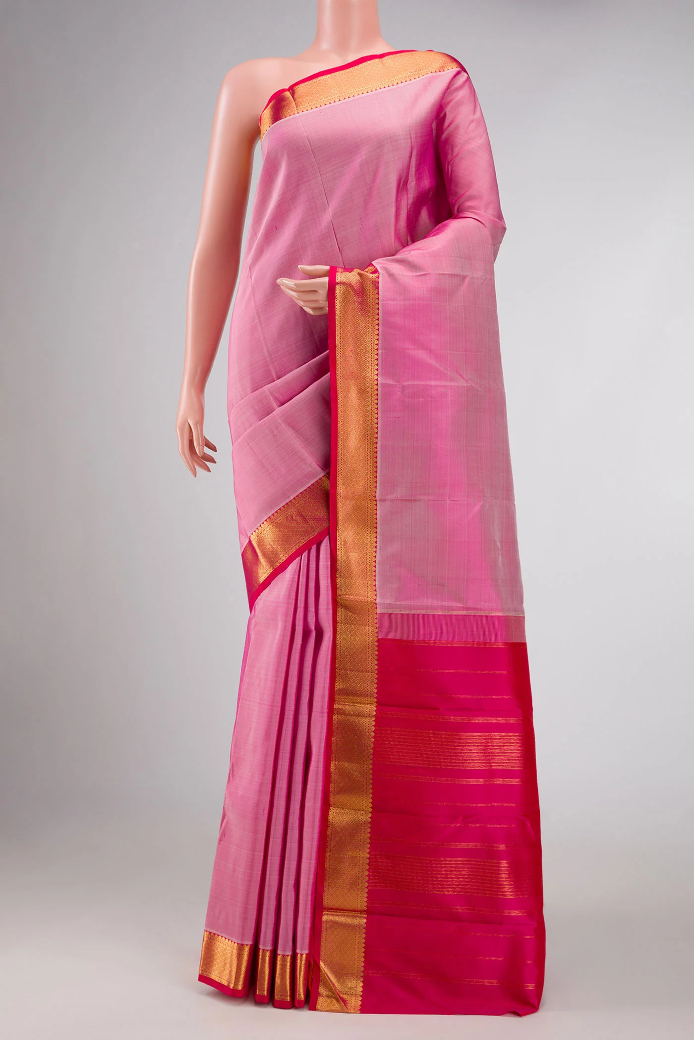Pink Dual Tone Kanchipuram Silk Saree