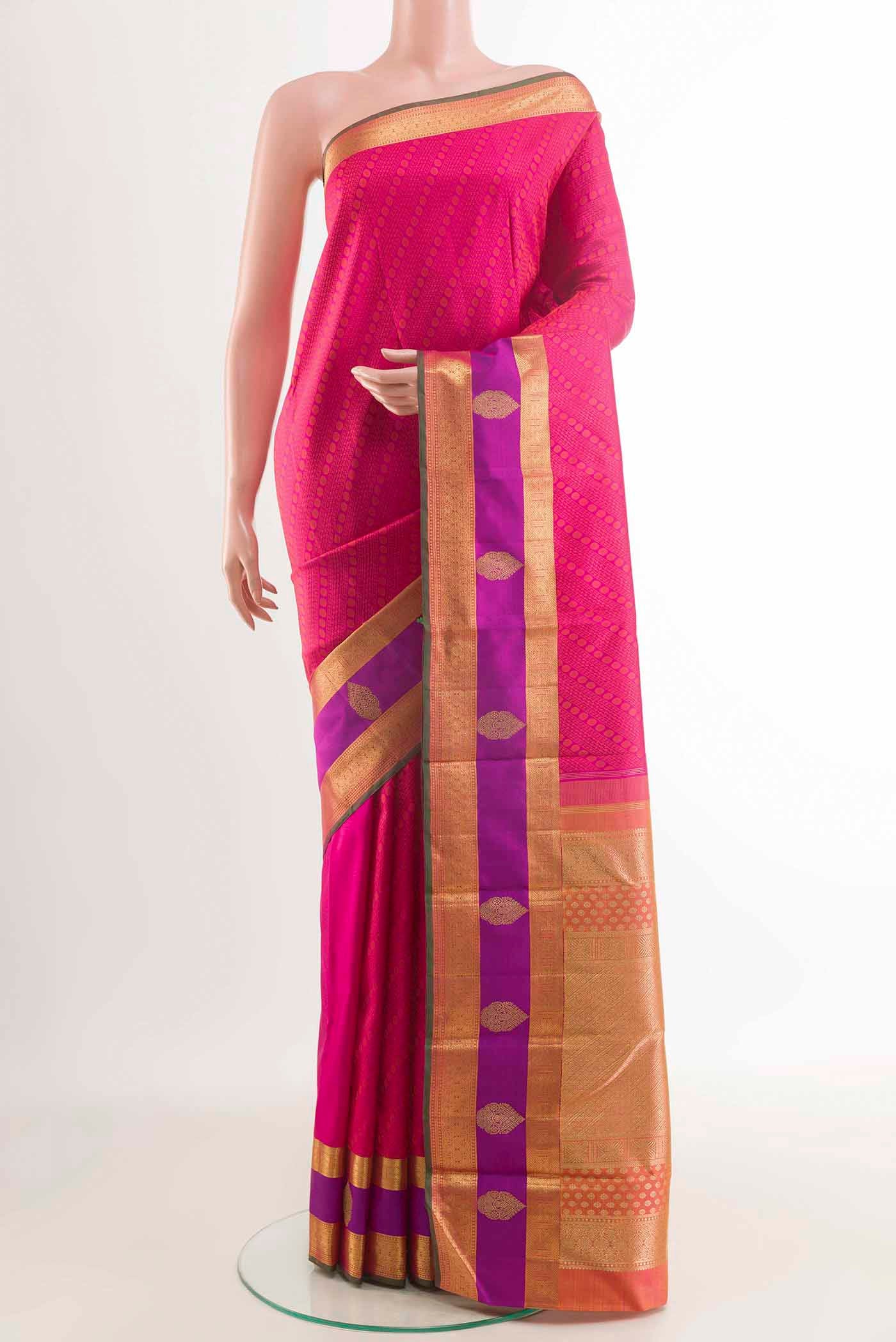 Pink Dual Tone Kanchipuram Silk Saree
