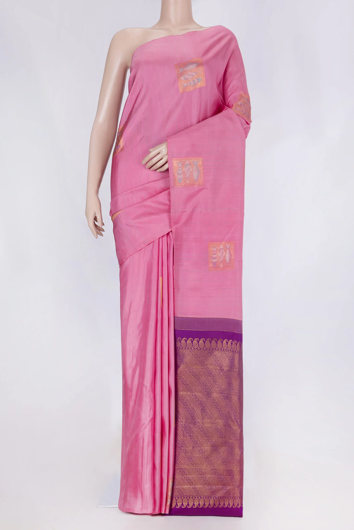 Pink Dual Tone Kanjivaram Silk Saree