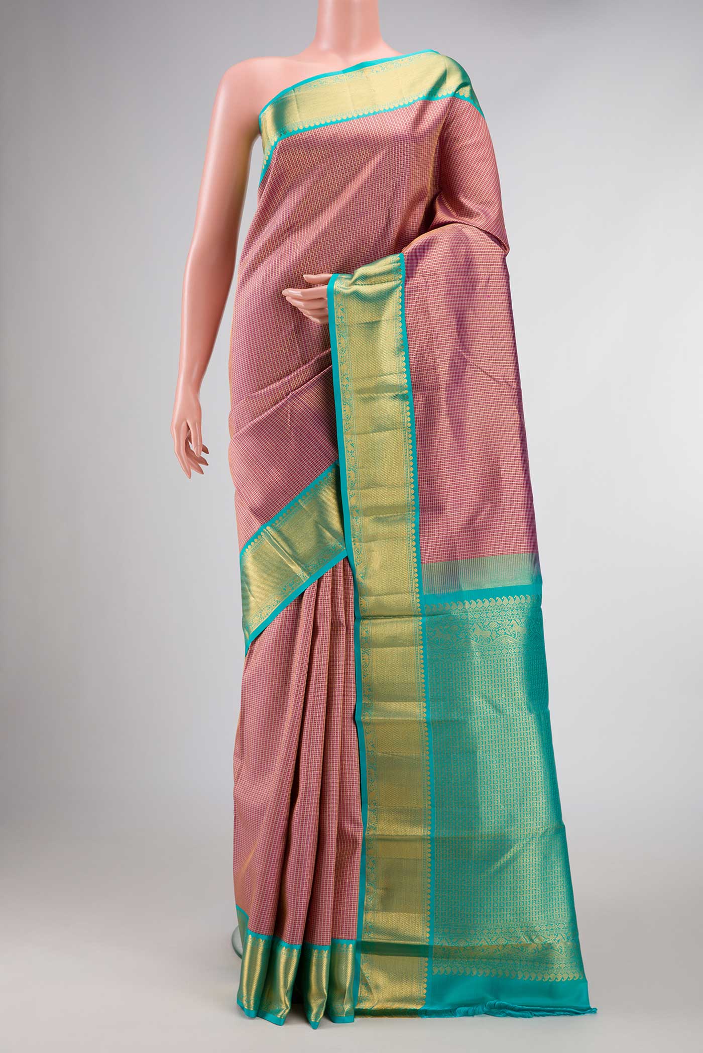 Pink Dual Tone Kanjivaram Silk Saree