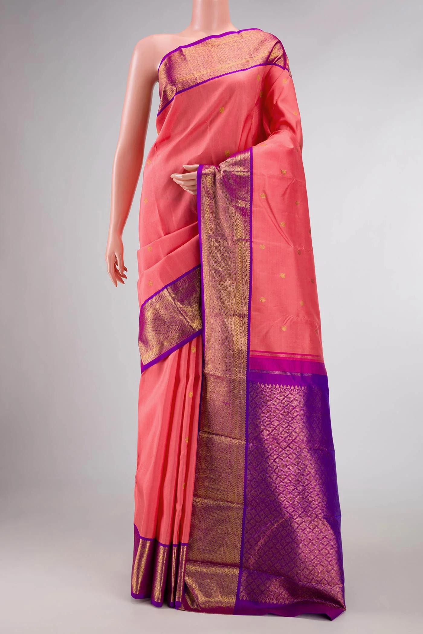 Pink Dual Tone Kanjivaram Silk Saree
