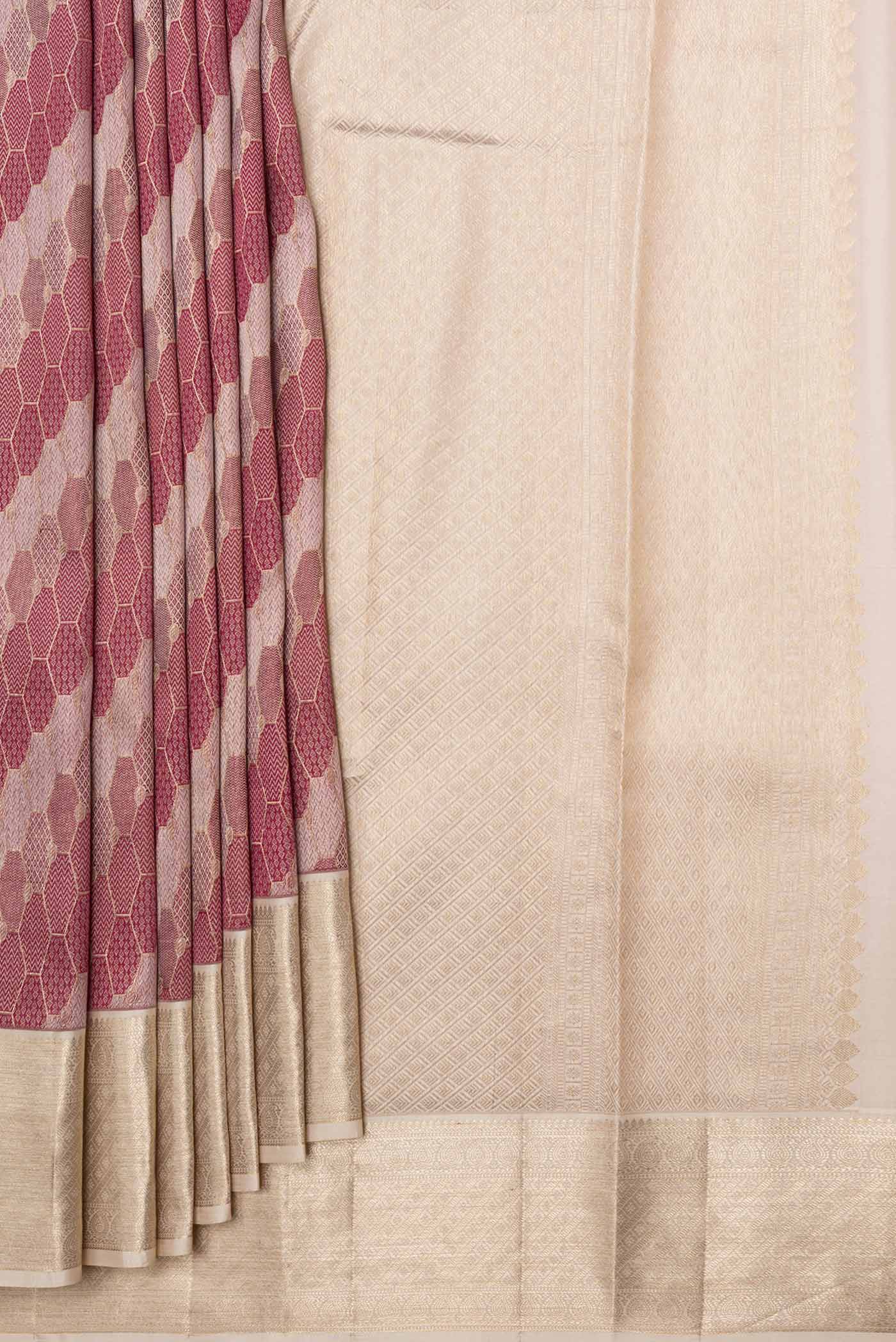Pink Dual Tone Kanchipuram Silk Saree - Image 4