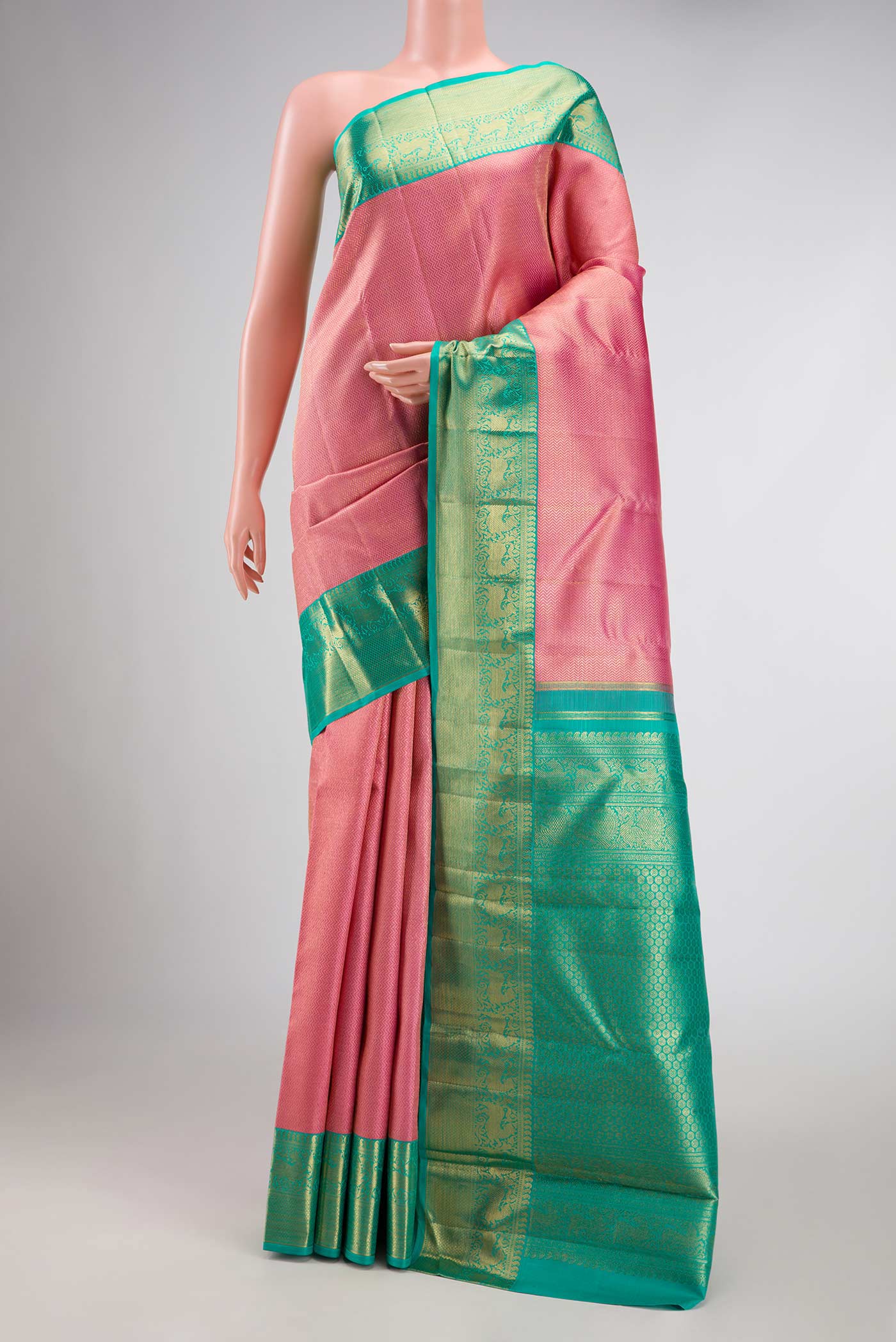 Pink Dual Tone Kanjivaram Silk Saree