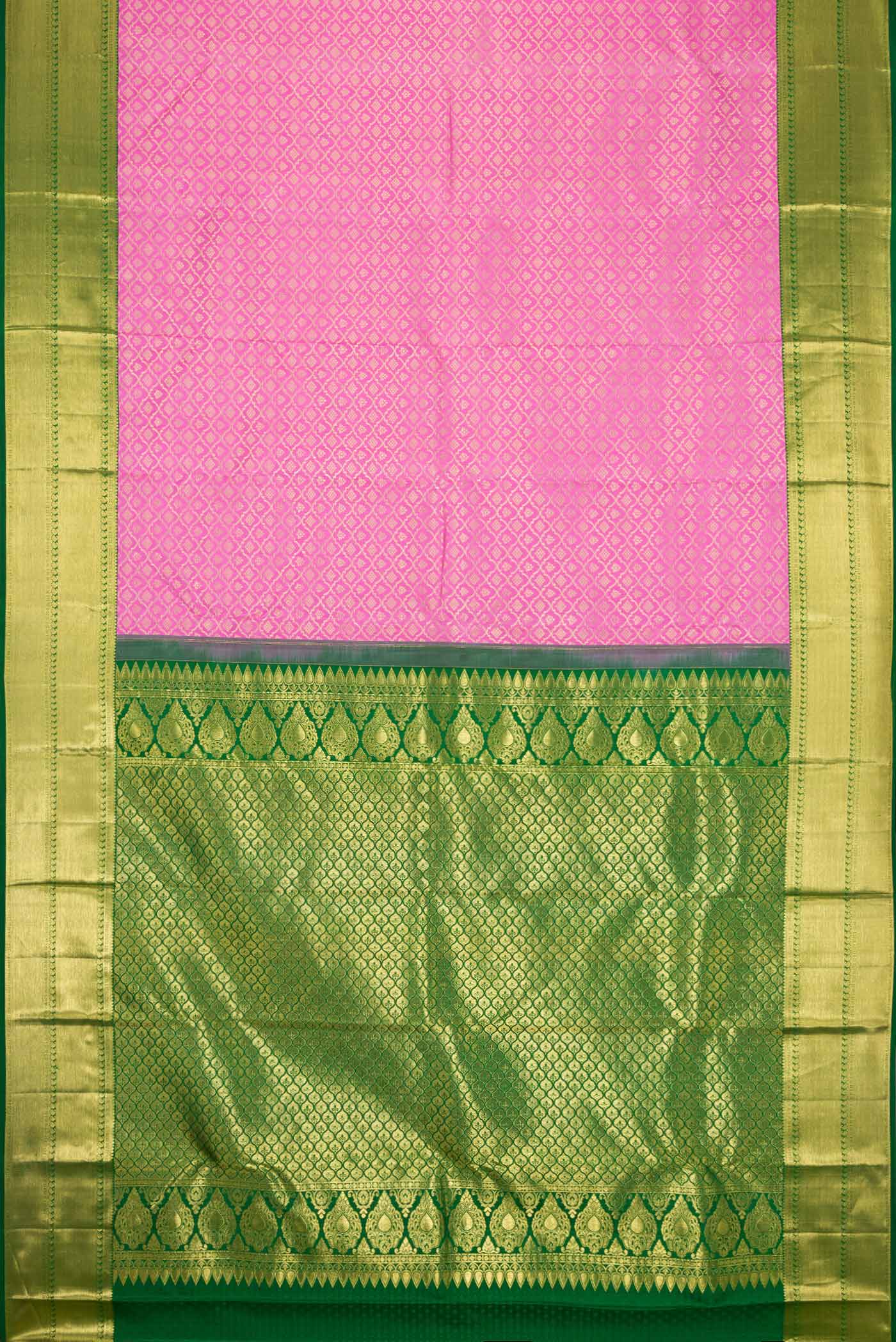 Pink Dual Tone Kanjivaram Silk Saree - Image 6