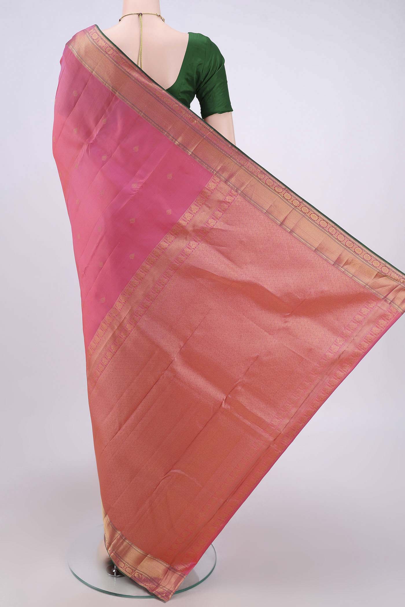 Pink Kanchipuram Silk Saree - Image 3