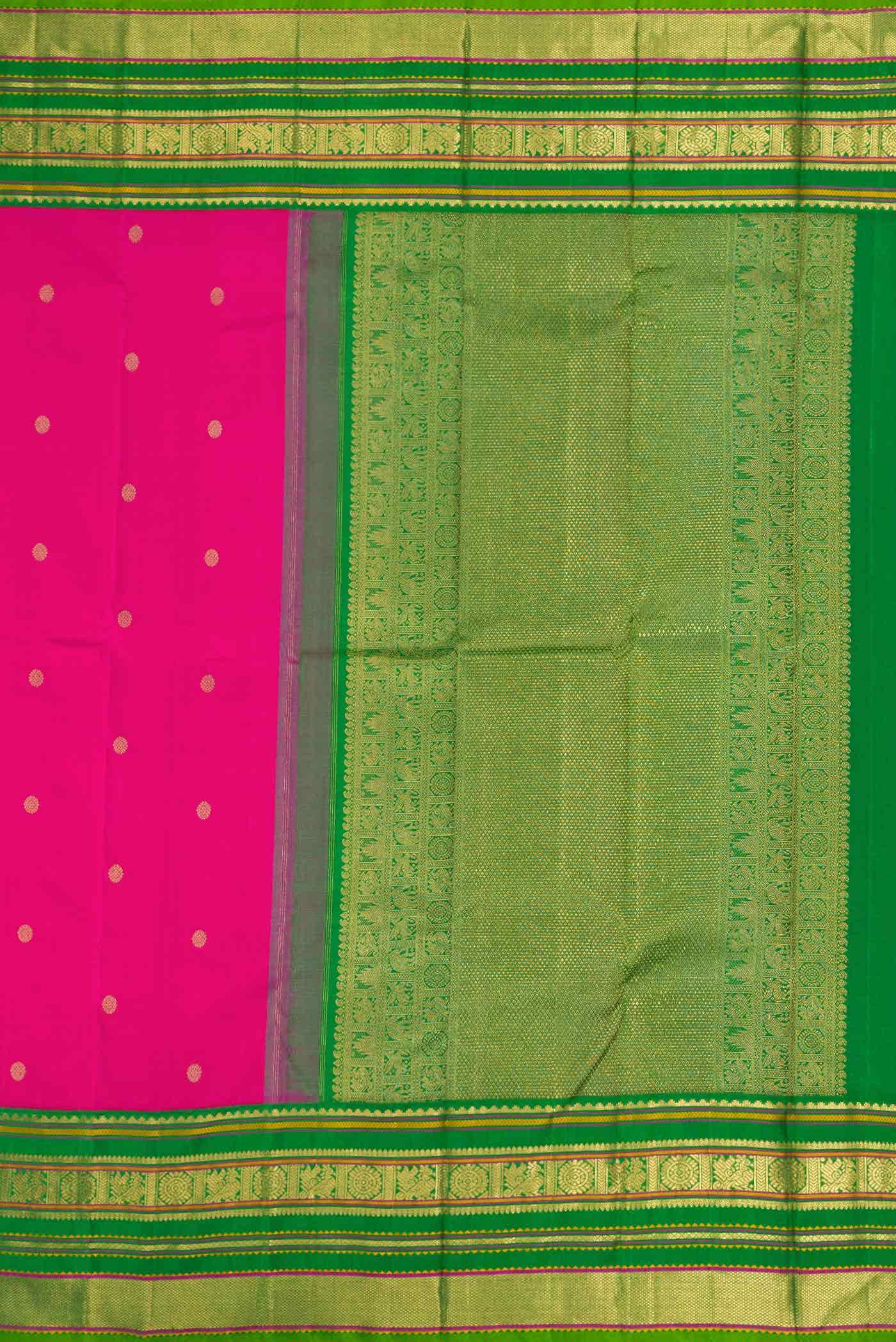Pure Silk Pure Zari Pink Dual Tone Kanchipuram Saree - Image 5