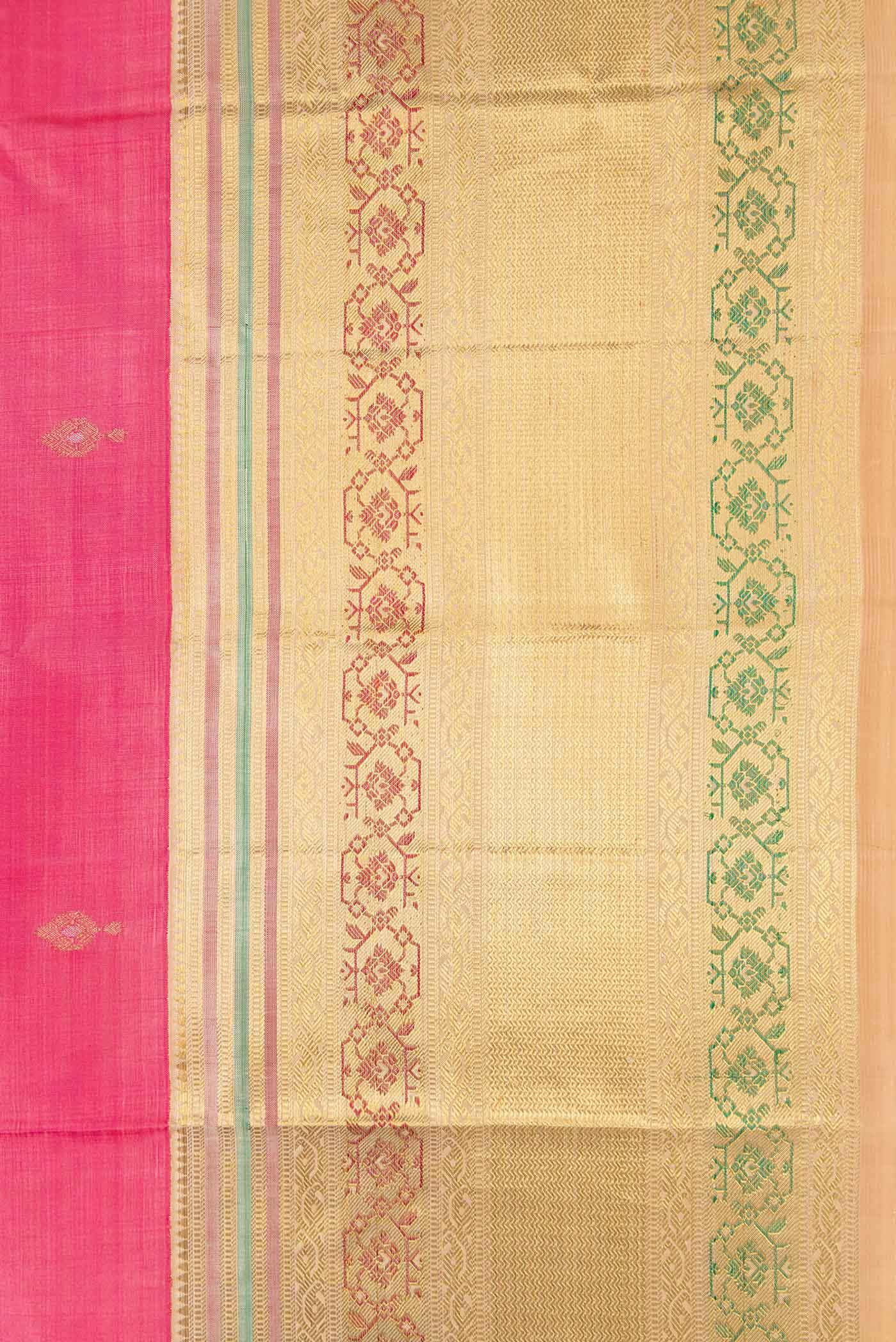 Pure Silk Pure Zari Pink Dual Tone Kanjivaram Saree - Image 6