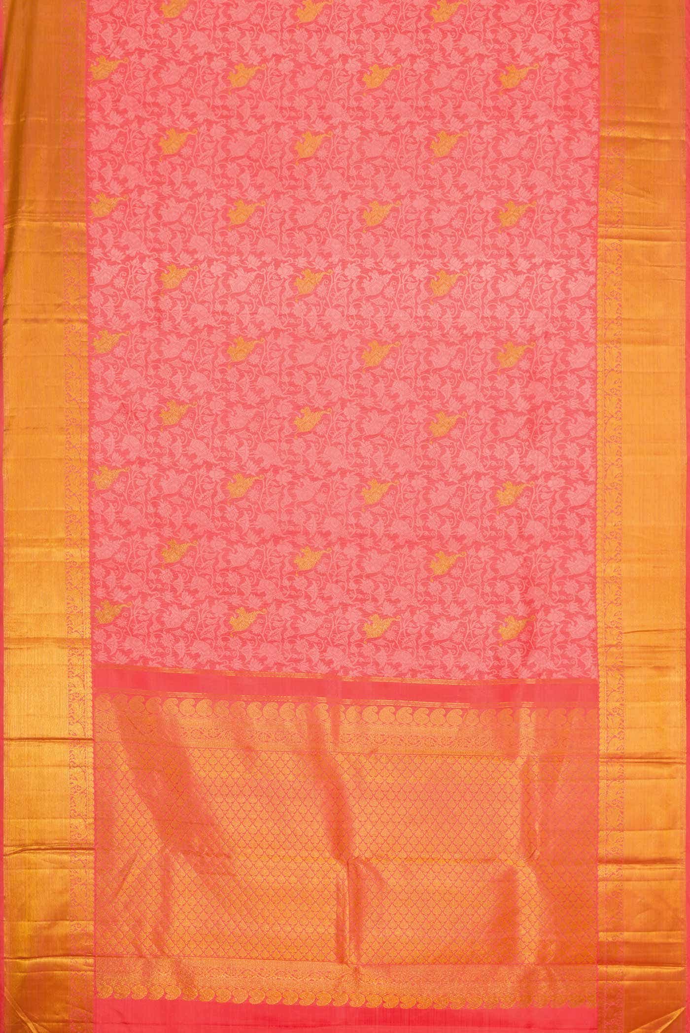 Pink Dual Tone Kanjivaram Silk Saree - Image 4