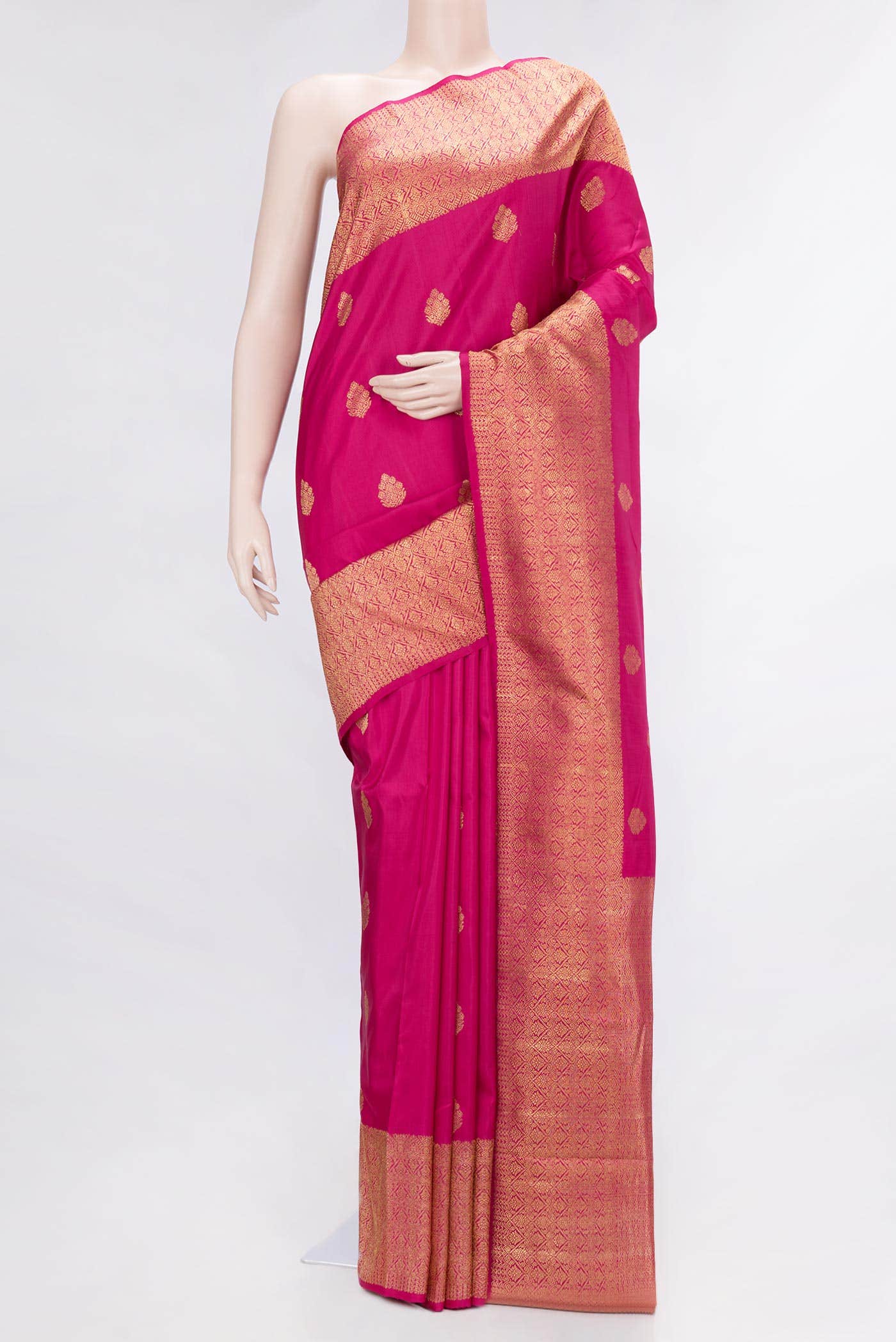 Pure Silk Pure Zari Pink Dual Tone Kanjivaram Saree