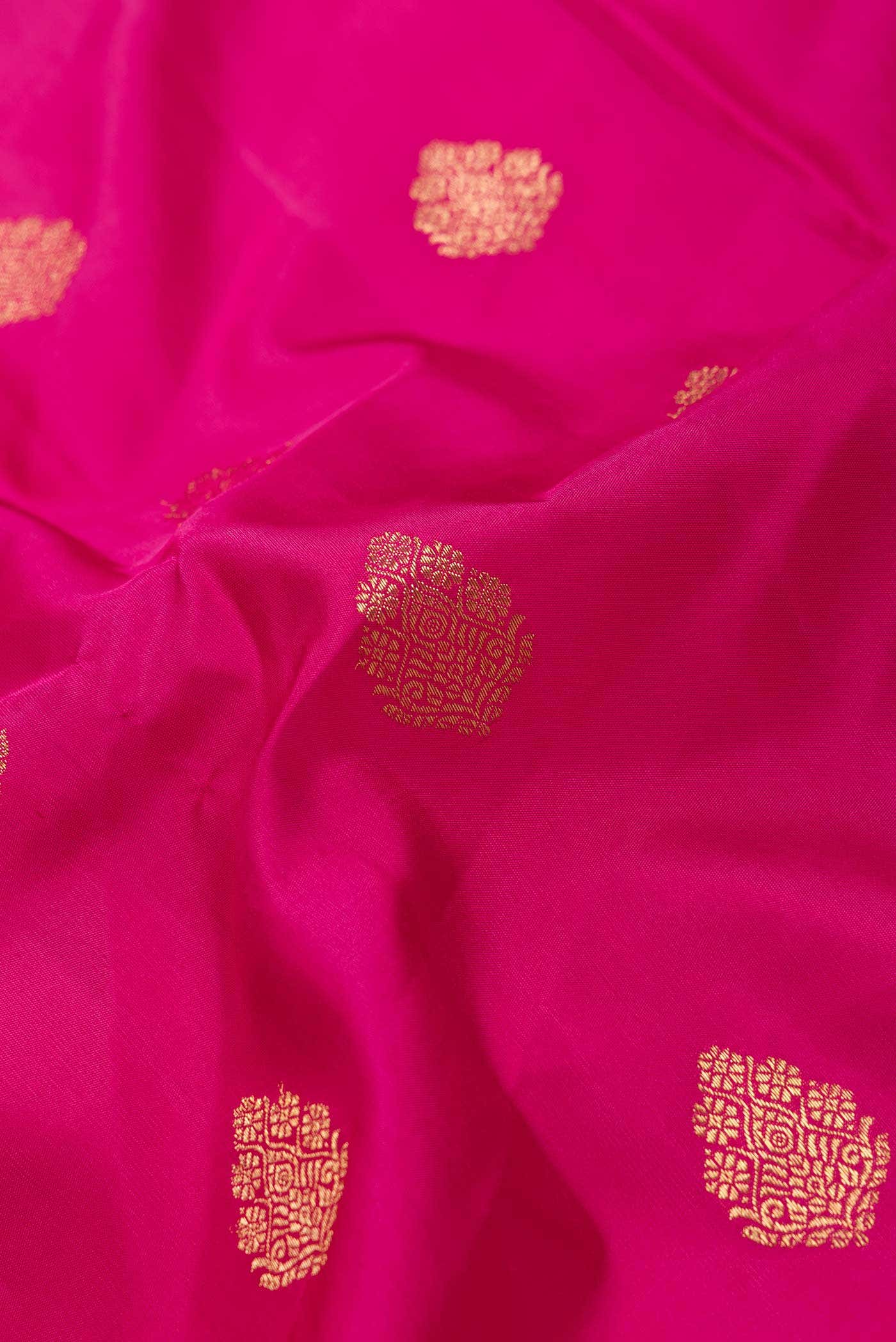 Pure Silk Pure Zari Pink Dual Tone Kanjivaram Saree - Image 3