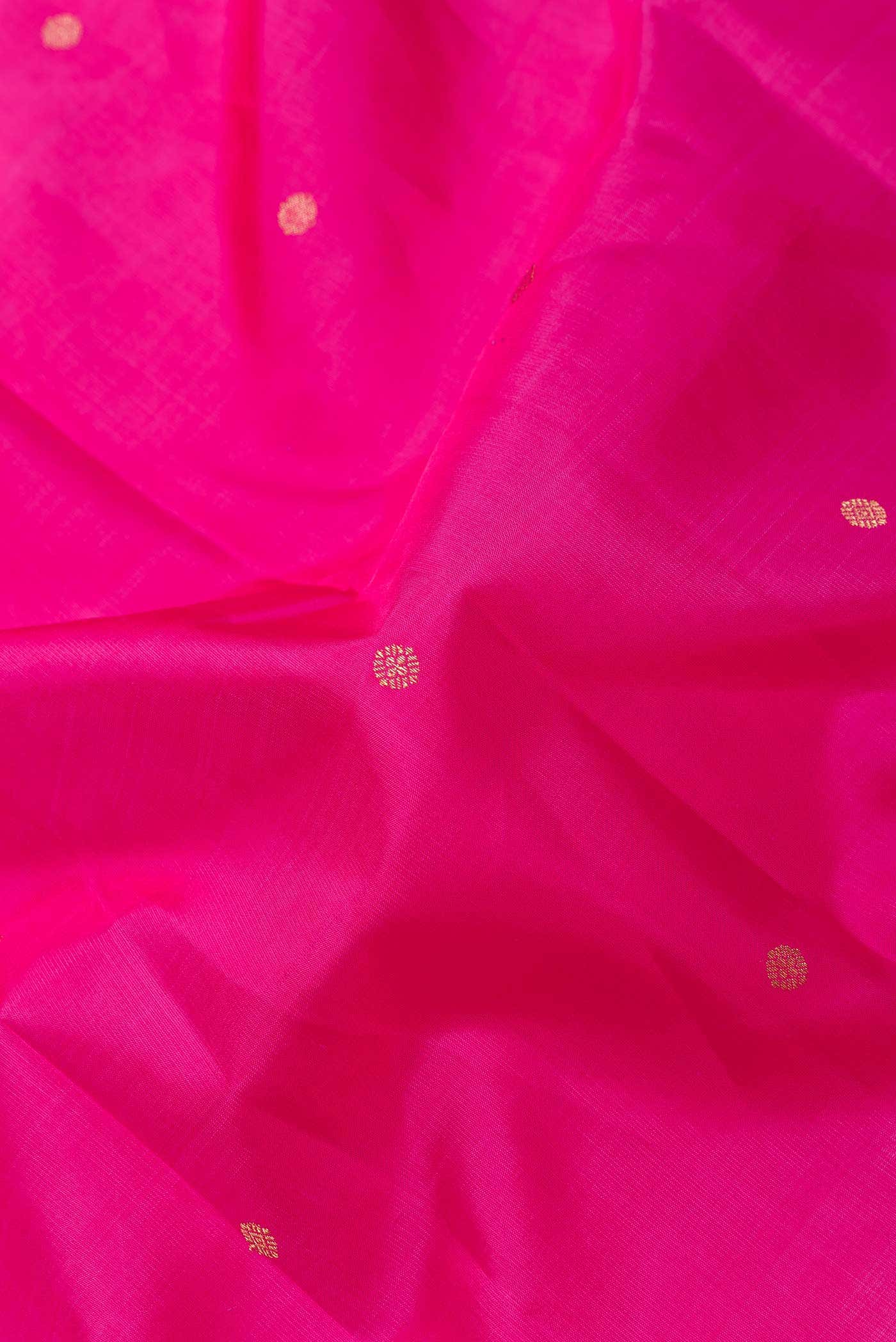 Pure Silk Pure Zari Pink Dual Tone Kanchipuram Saree - Image 3