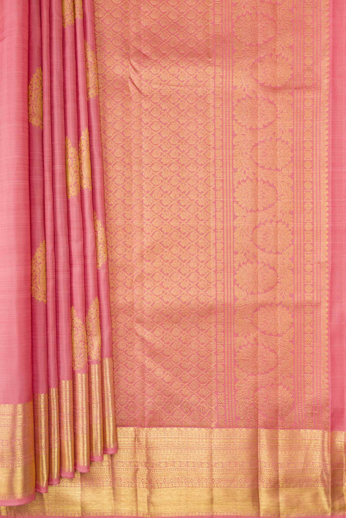 Rose pink Kanjivaram Silk Saree - Image 4