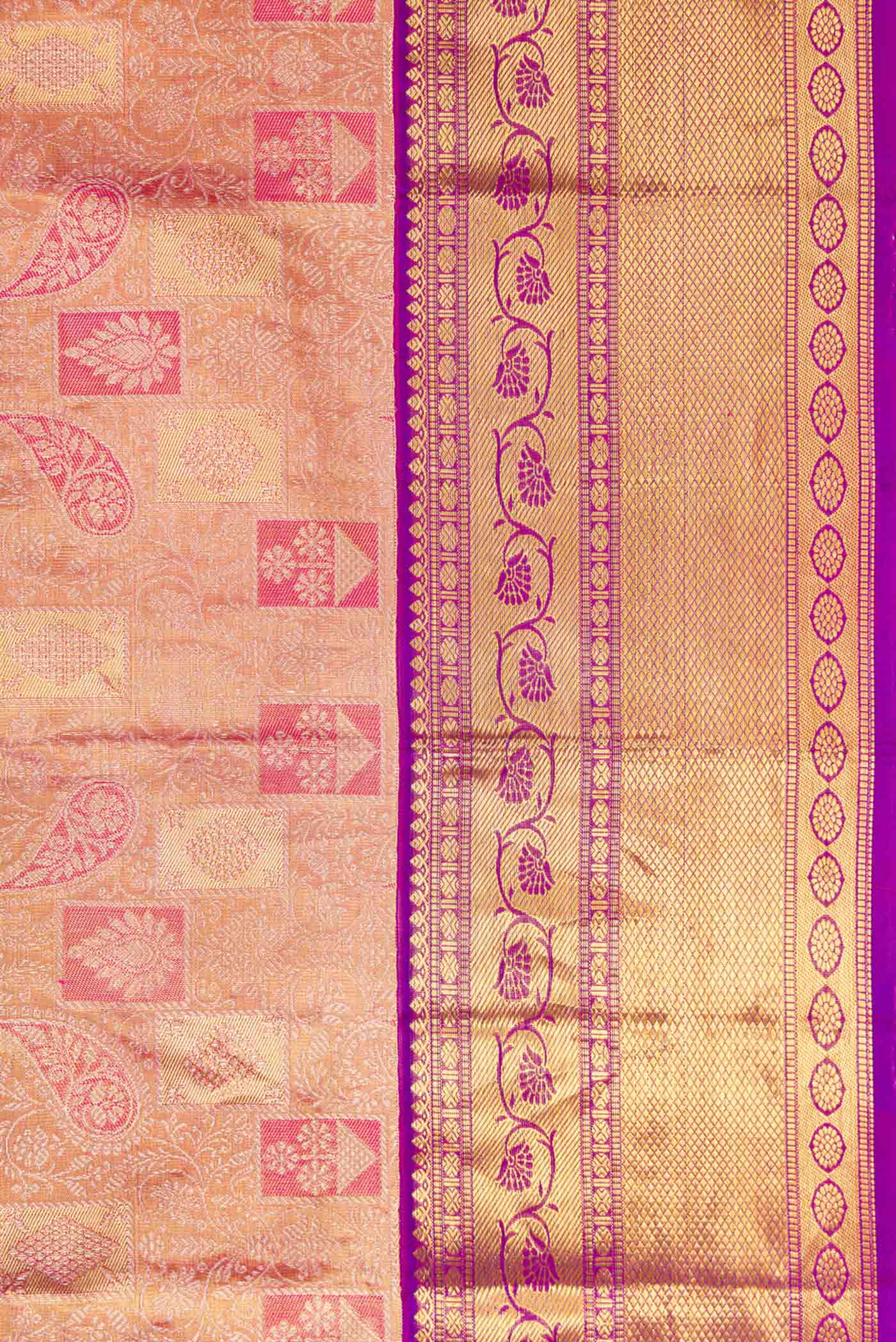 Pink with Gold Color Kanjivaram Tissue Silk Saree - Image 3