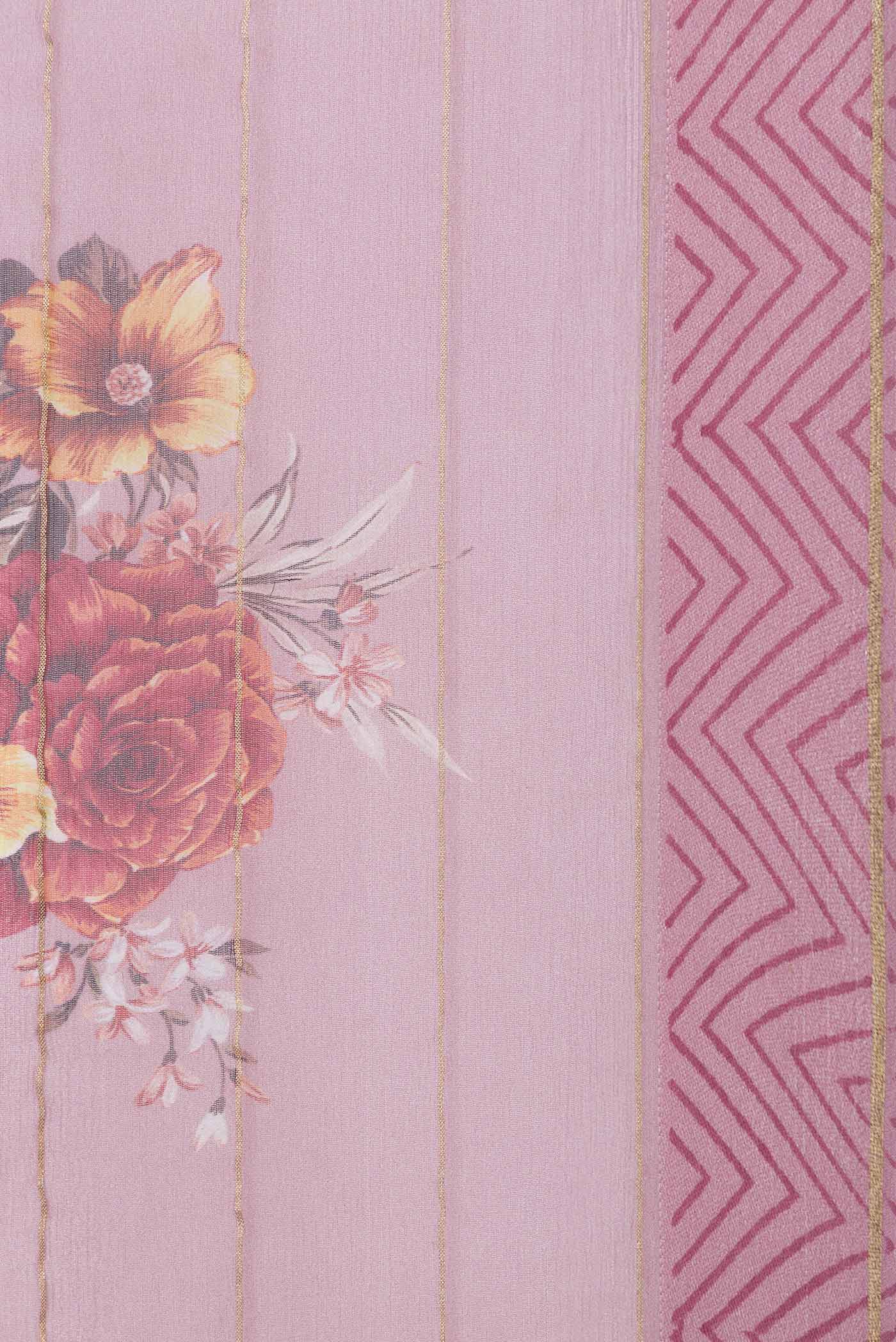 Pink Dual Tone Mysore Chiffon Saree - Image 3