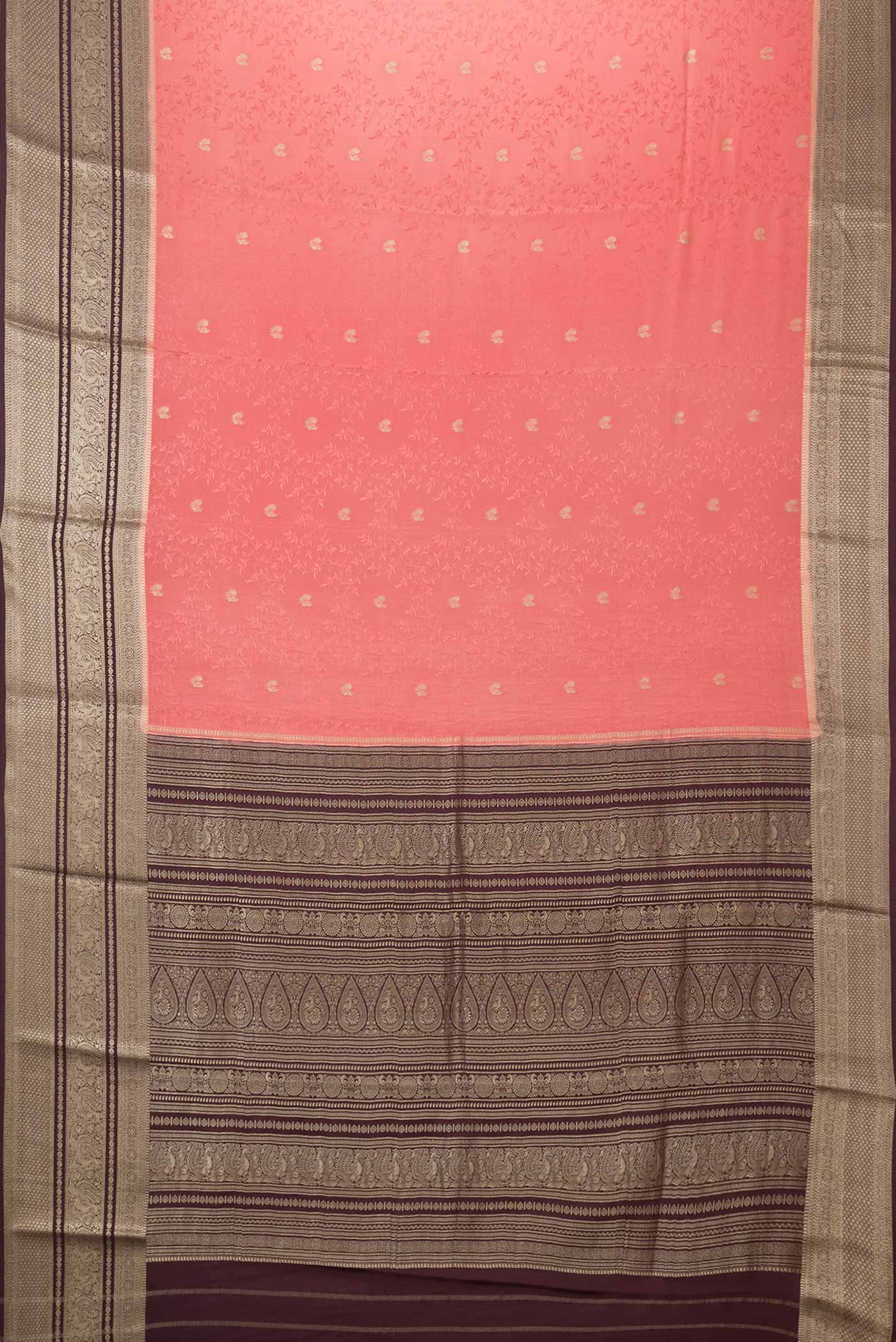 Coral Mysore Crepe Saree - Image 6