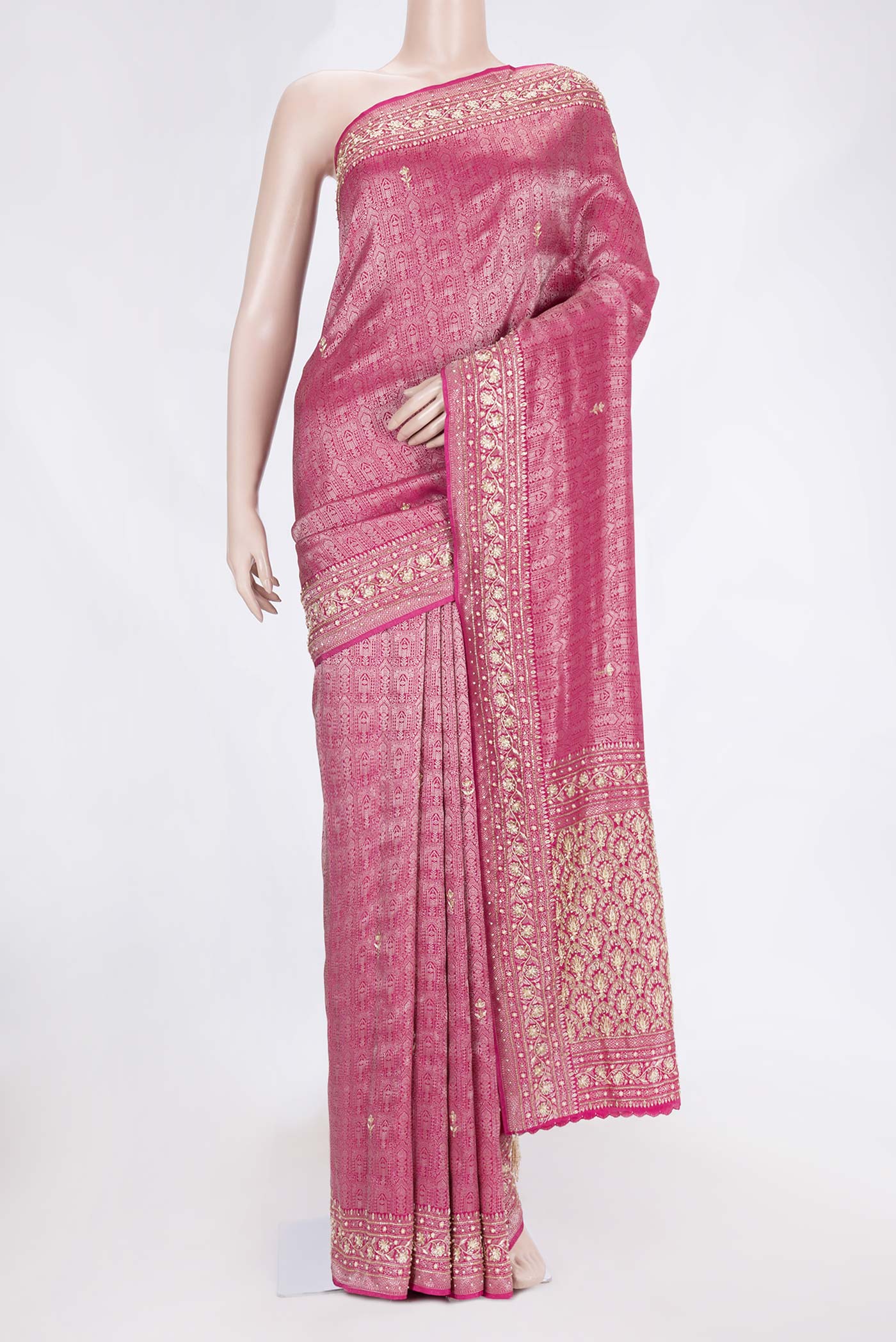 Pink Mysore Crepe Saree