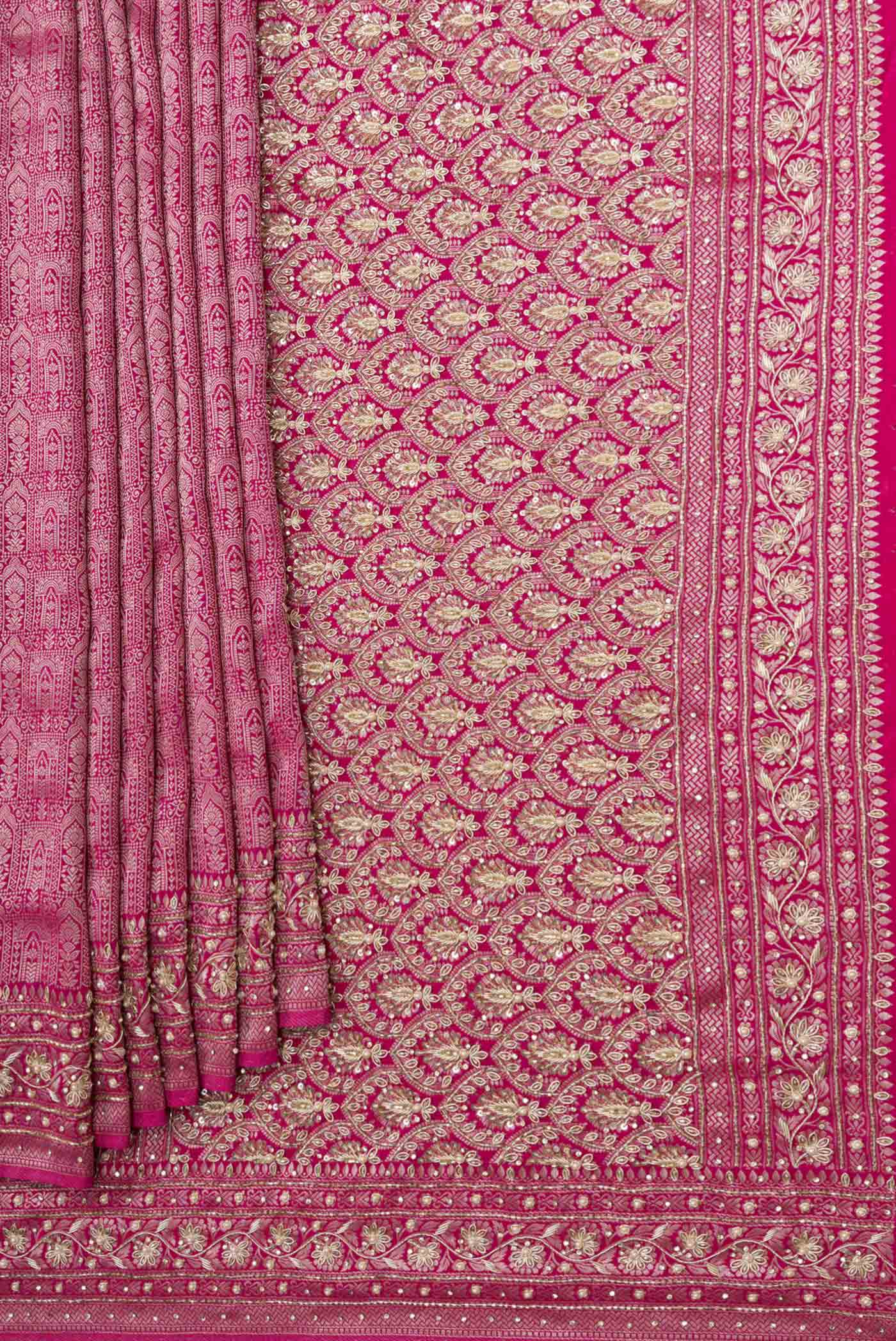 Pink Mysore Crepe Saree - Image 4