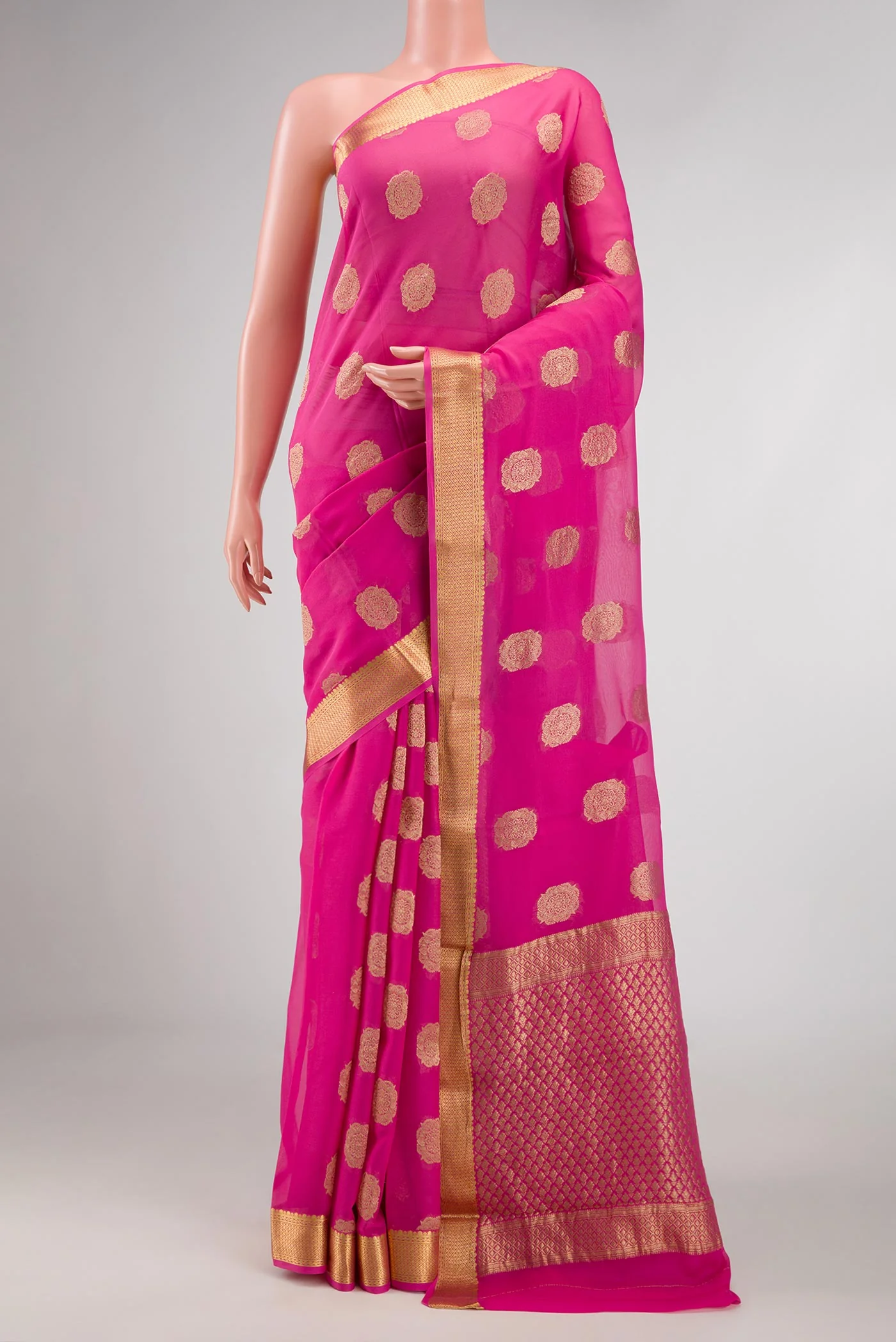 Pink Dual Tone Mysore Georgette Saree